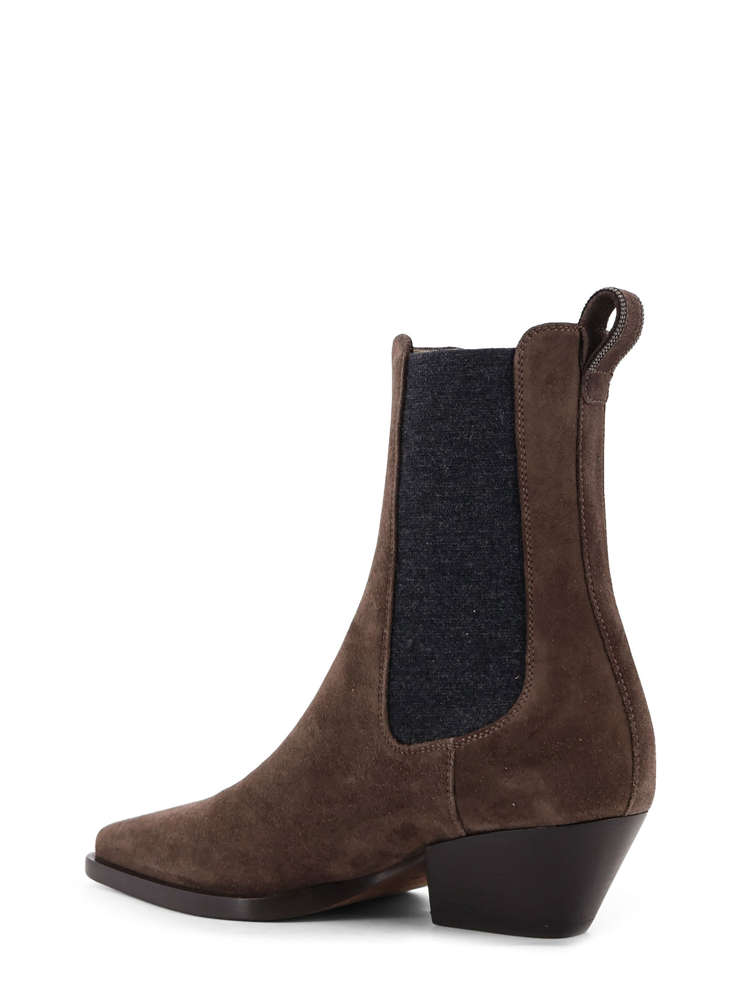 Brunello Cucinelli Chelsea Boot Suede Ankle Boots In Brown