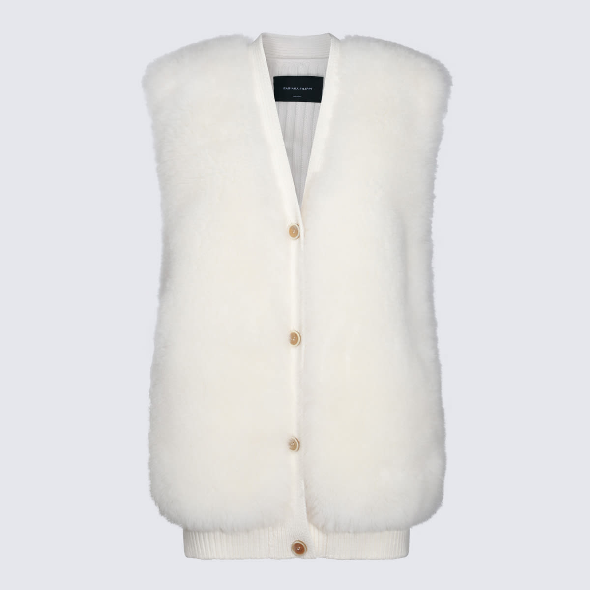 Shop Fabiana Filippi White Wool Casual Jacket In Rafia