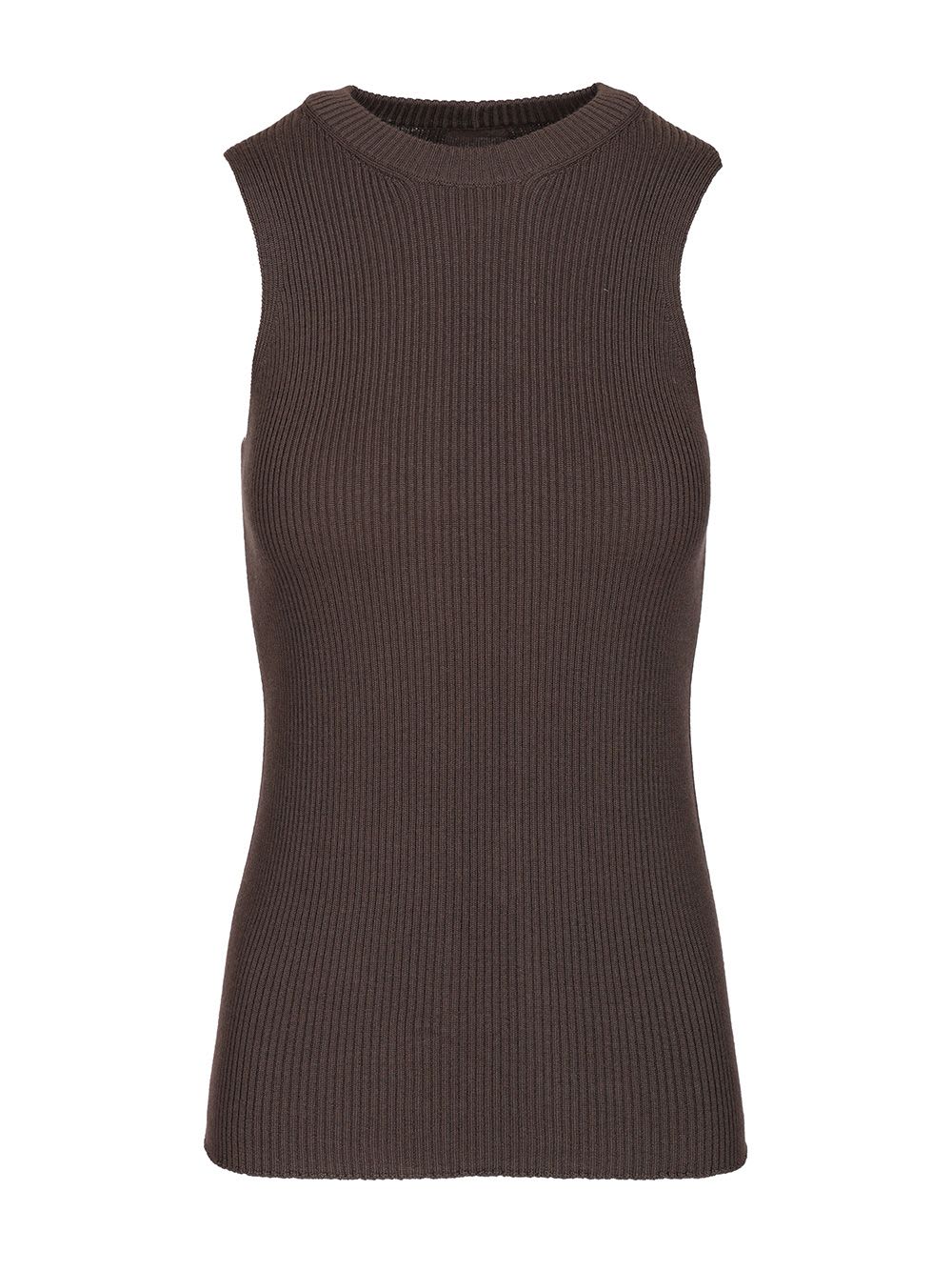 Rick Owens Ribbed Knit Tank Top In Brown