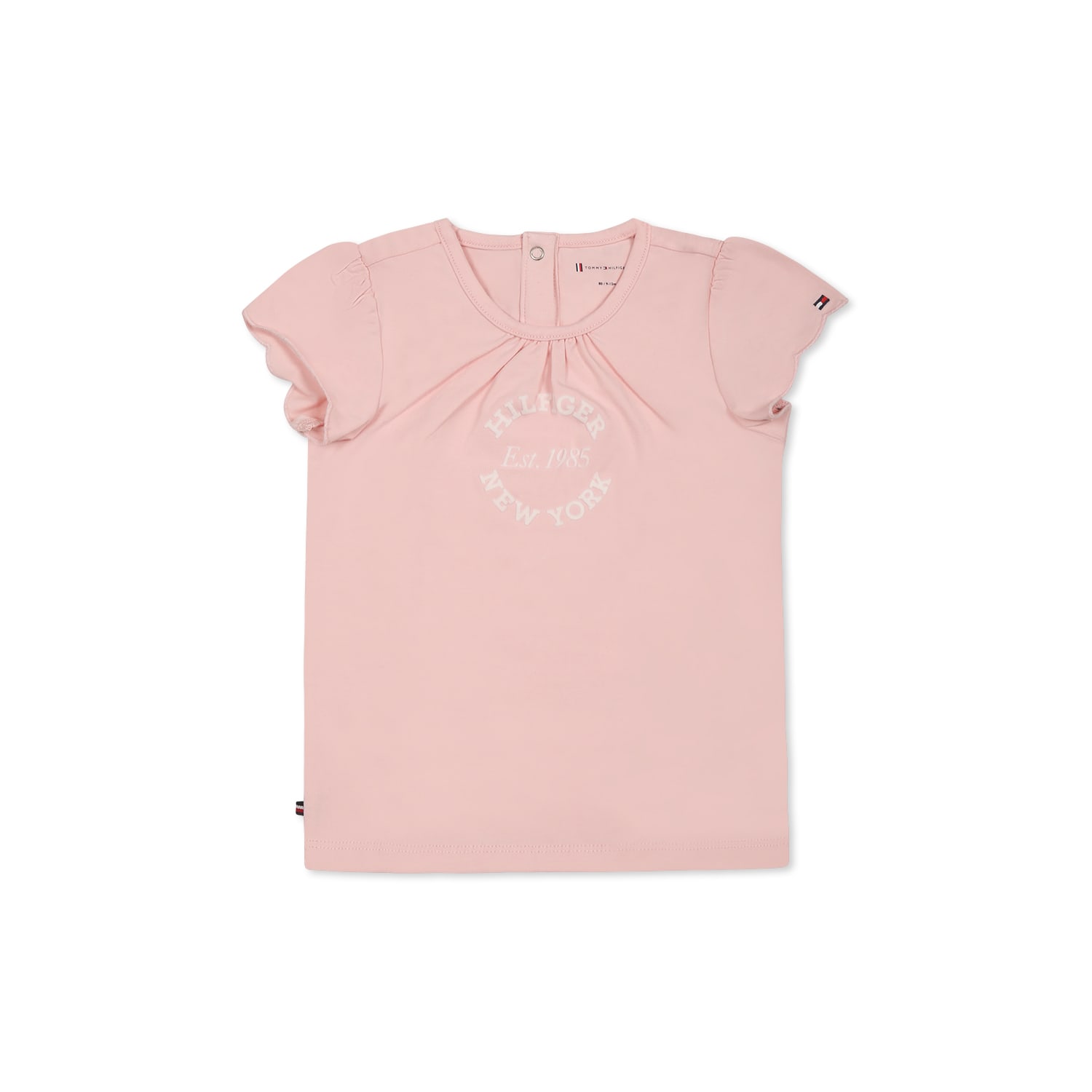Tommy Hilfiger Pink T-shirt For Baby Girl With Iconic Flag In Pink