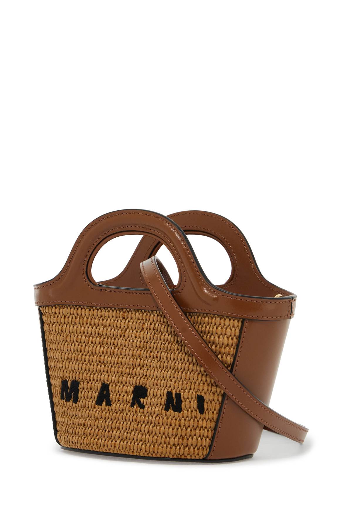 Shop Marni Micro Tropicalia Bucket Bag In Raw Sienna (brown)