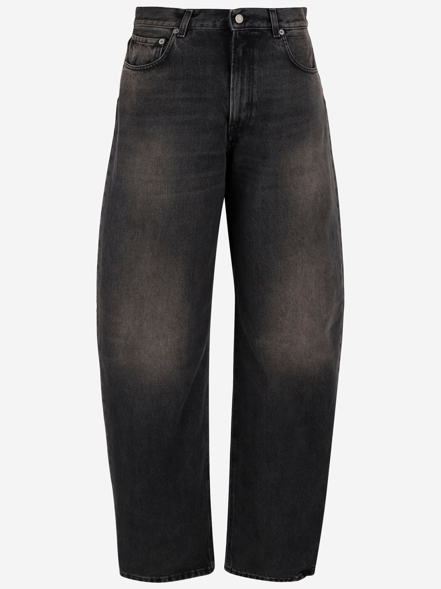 Haikure Wide-leg Denim Trousers With Medium Waist In Black
