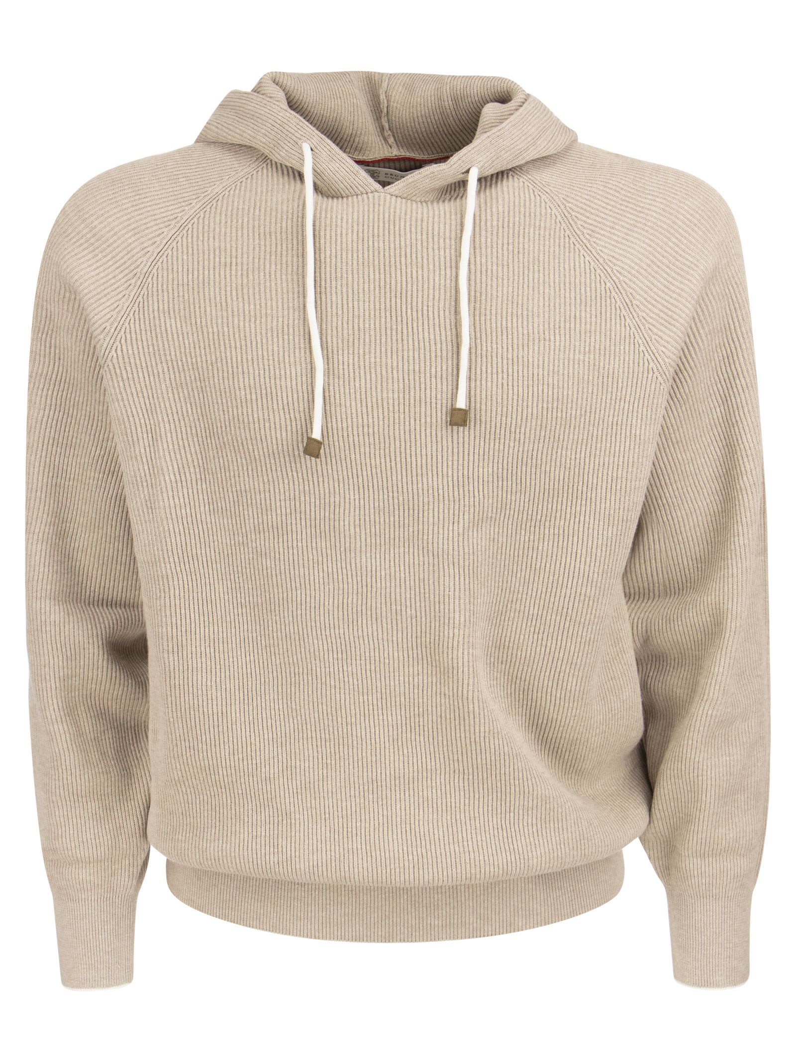 Cotton Rib Sweatshirt With Hood Brunello Cucinelli