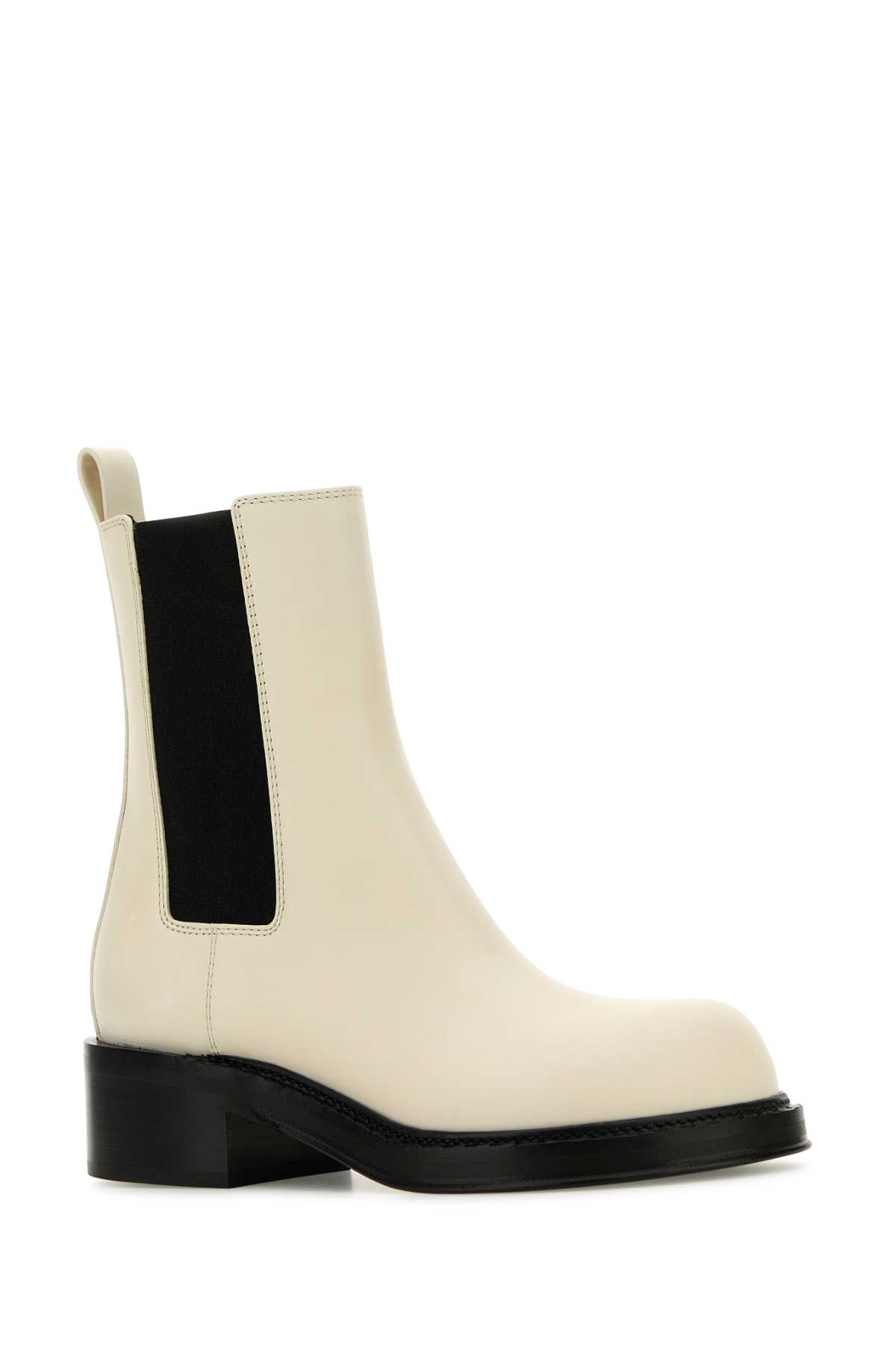 Bottega Veneta Women's Ivory Leather Cliff Ankle Boots In Seasalt