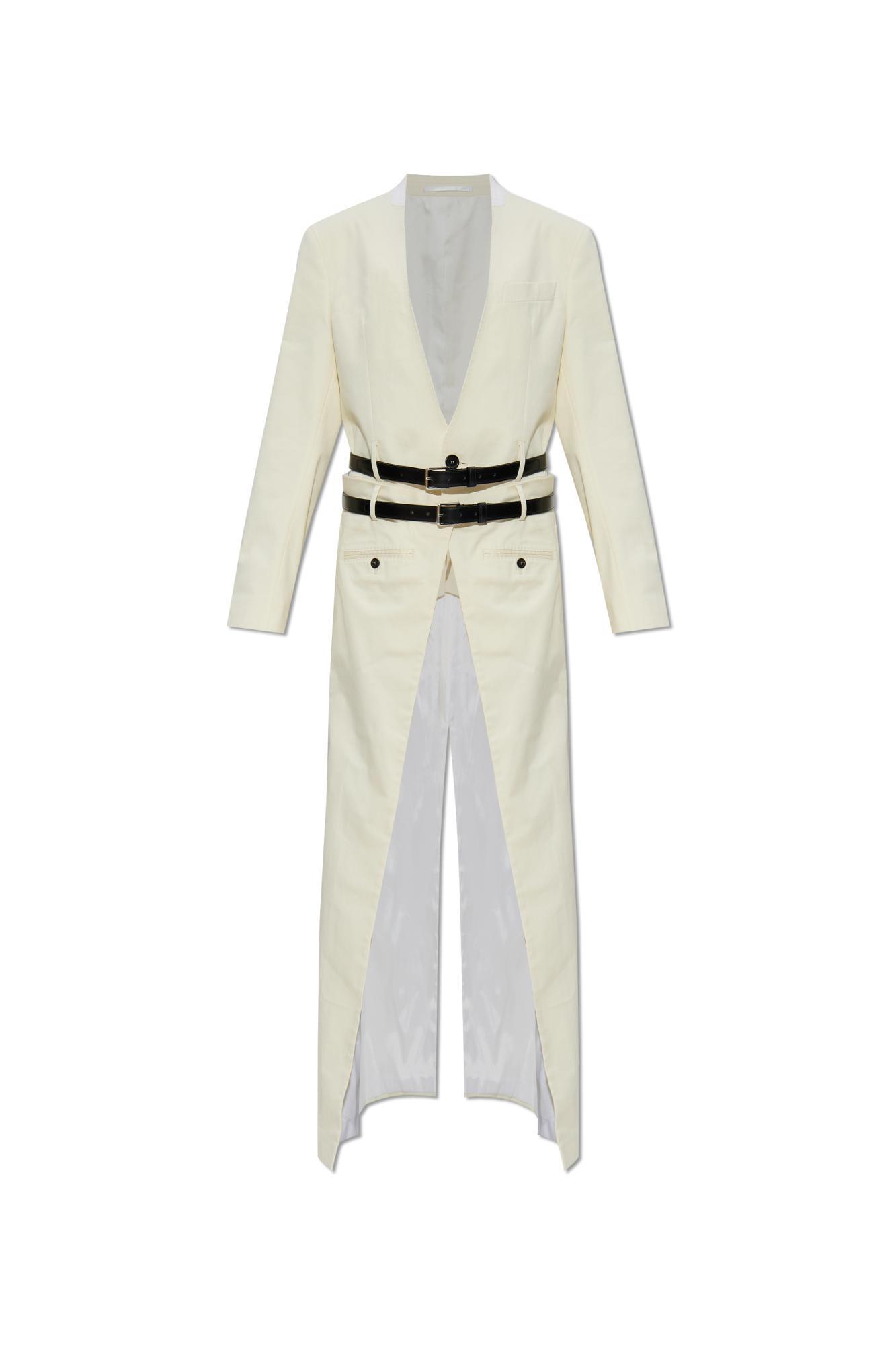 Dsquared2 Double-breasted Coat Featuring Belt Detail In Neutral