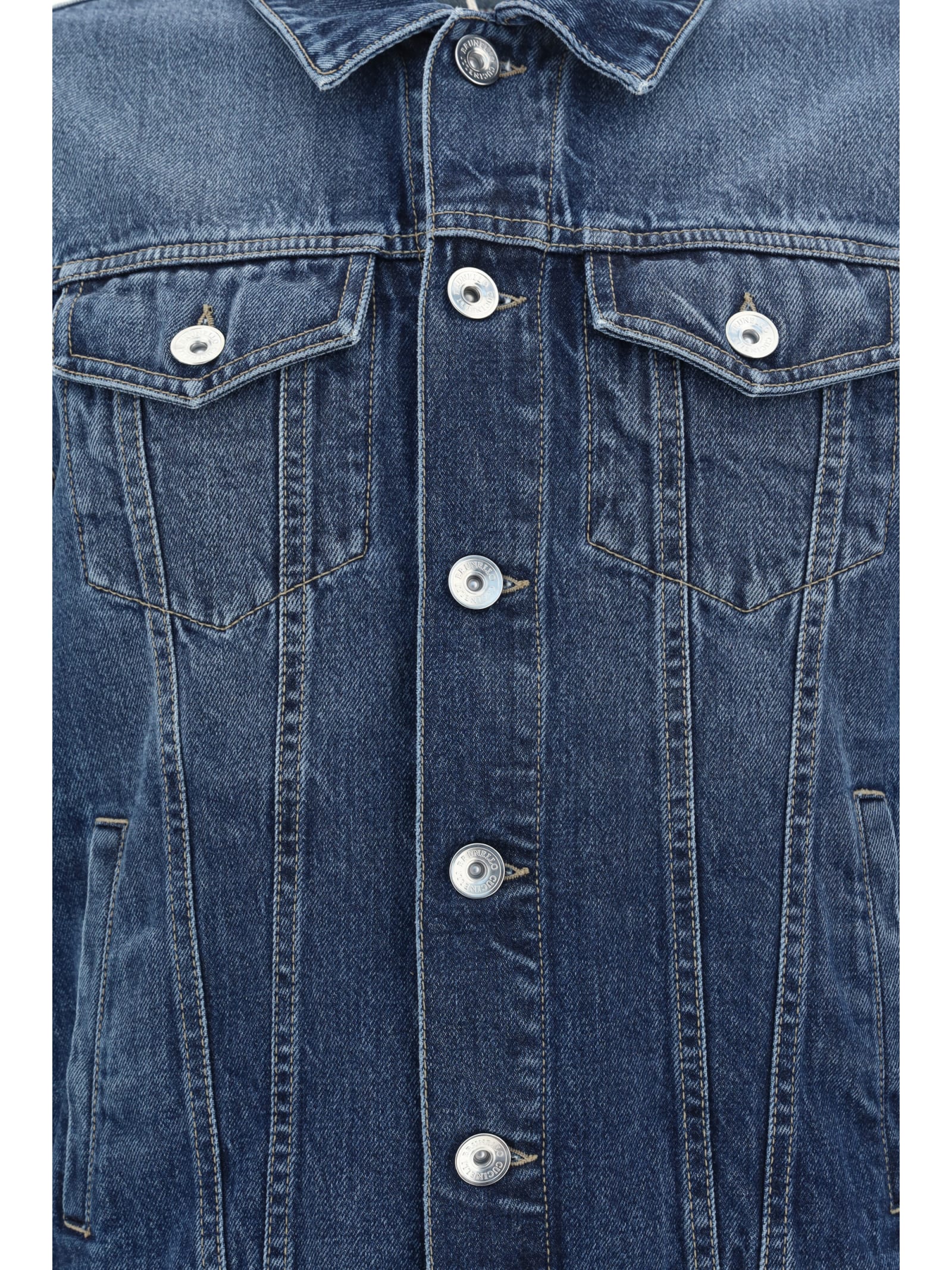 Shop Brunello Cucinelli Denim Jacket In Medio Vintage