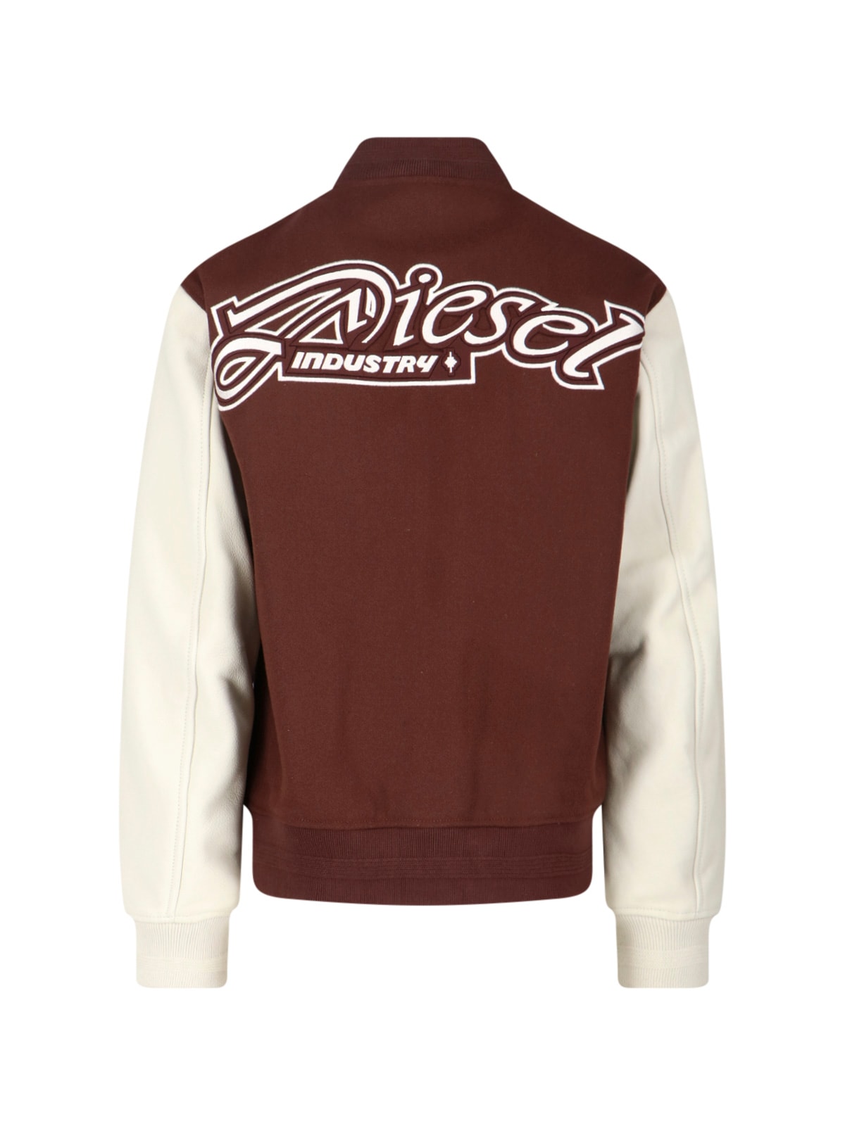 Diesel Casual Jacket With Contrast Sleeves And Ribbed Accents In Brown
