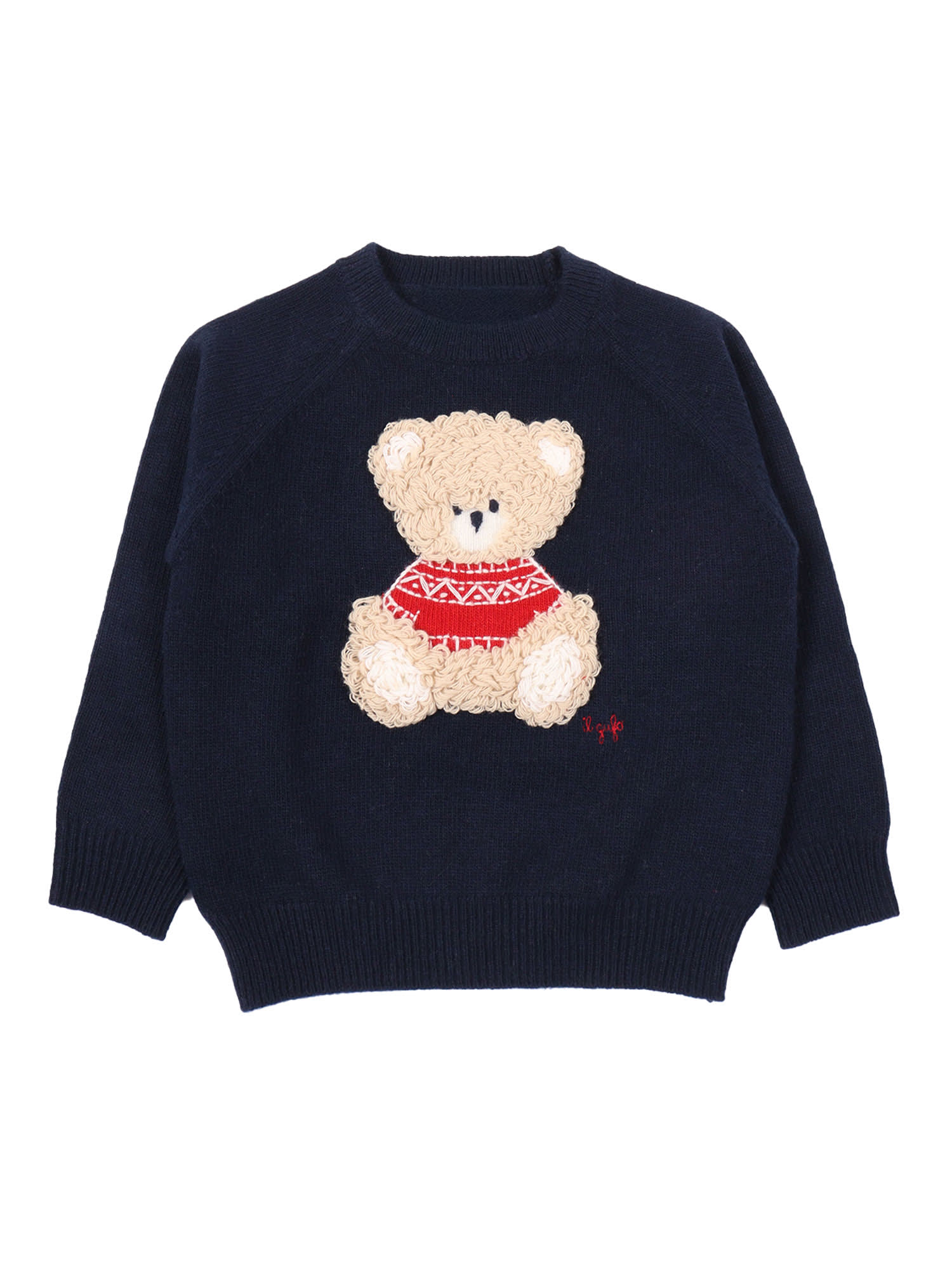 Il Gufo Patch-appliqué Virgin Wool Sweater In Blue