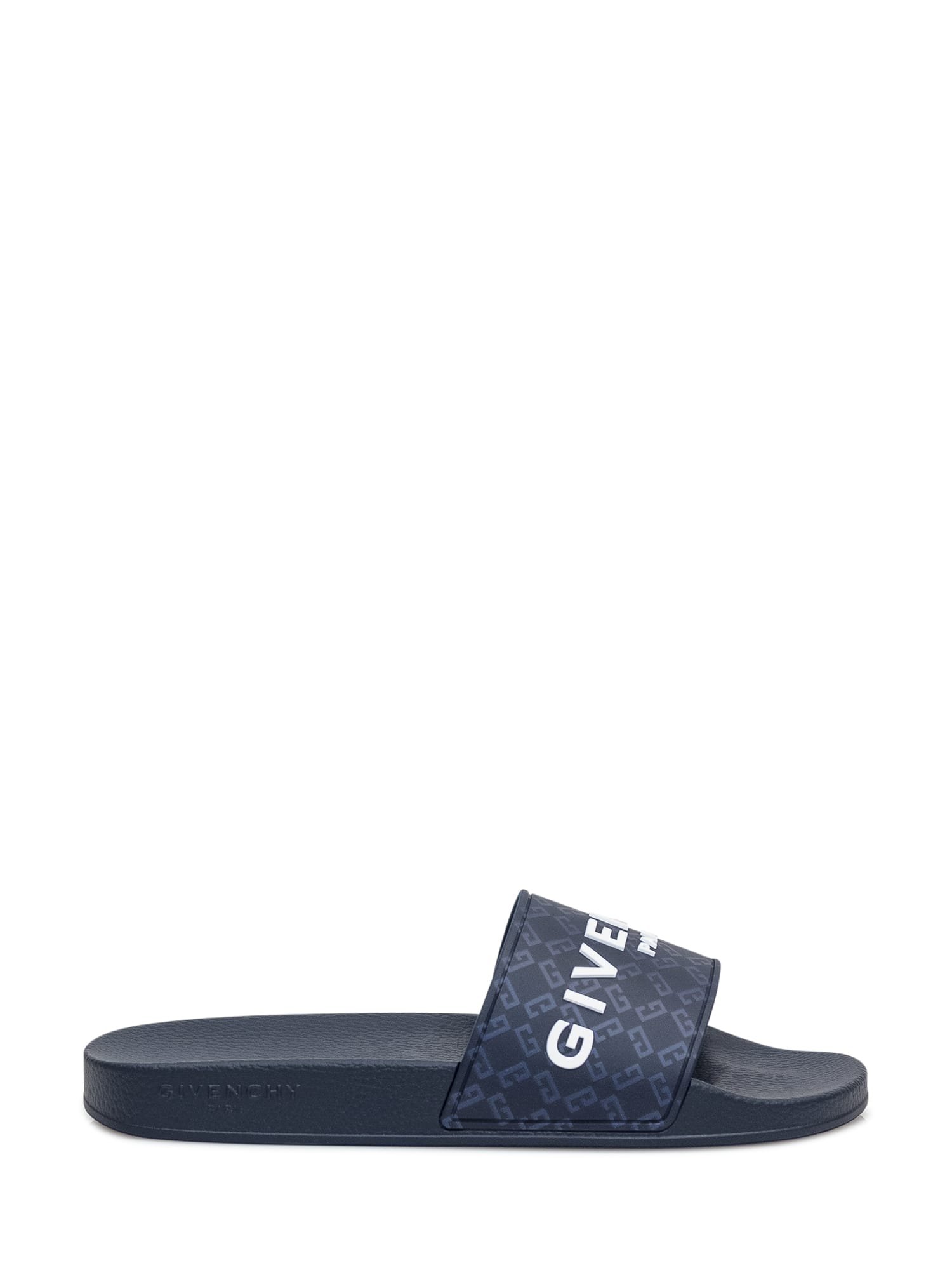 Shop Givenchy Slide Flat Sandals In Dark Blue