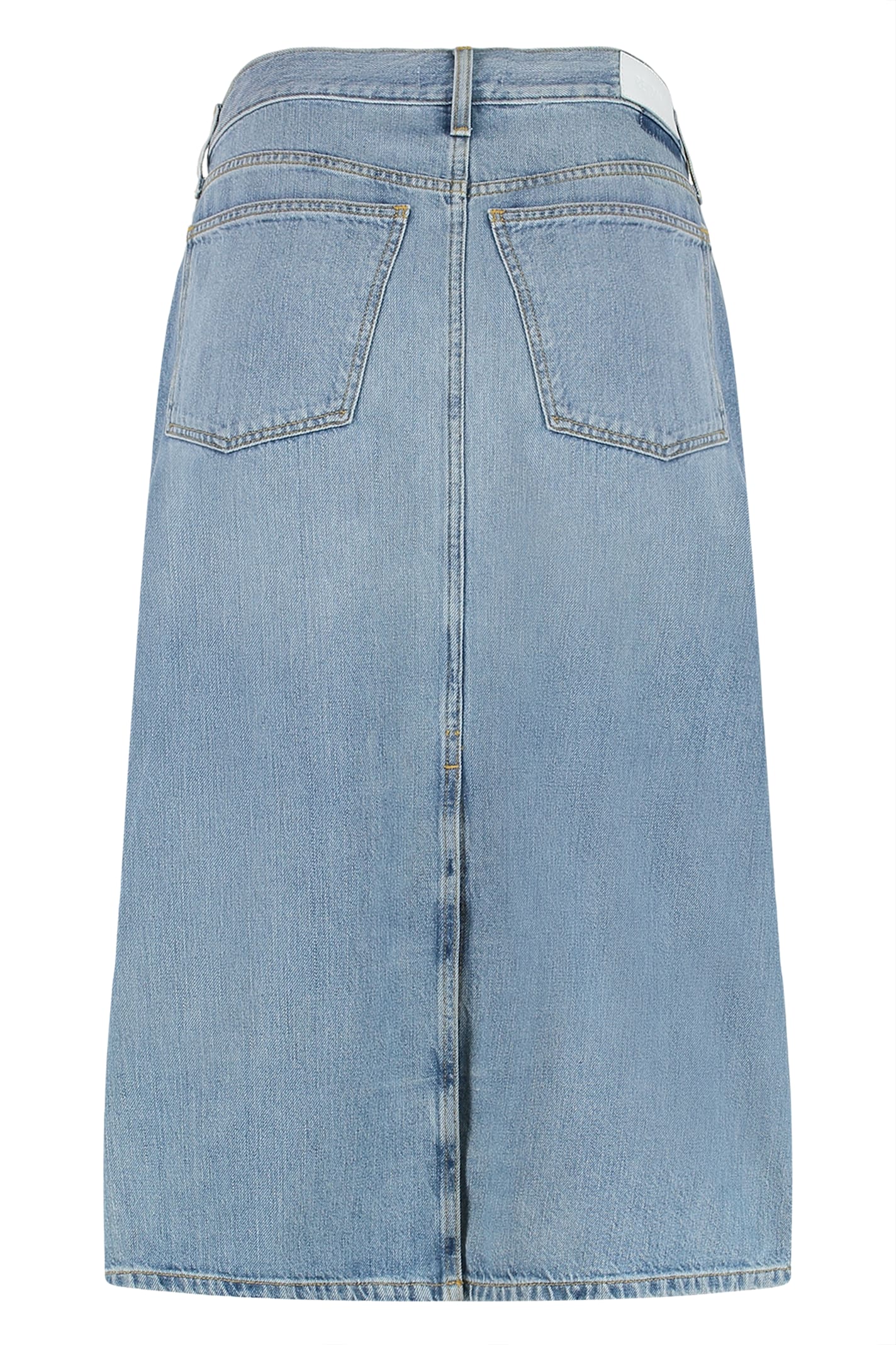 Re/done Denim Skirt With Pockets And Slit In Blue