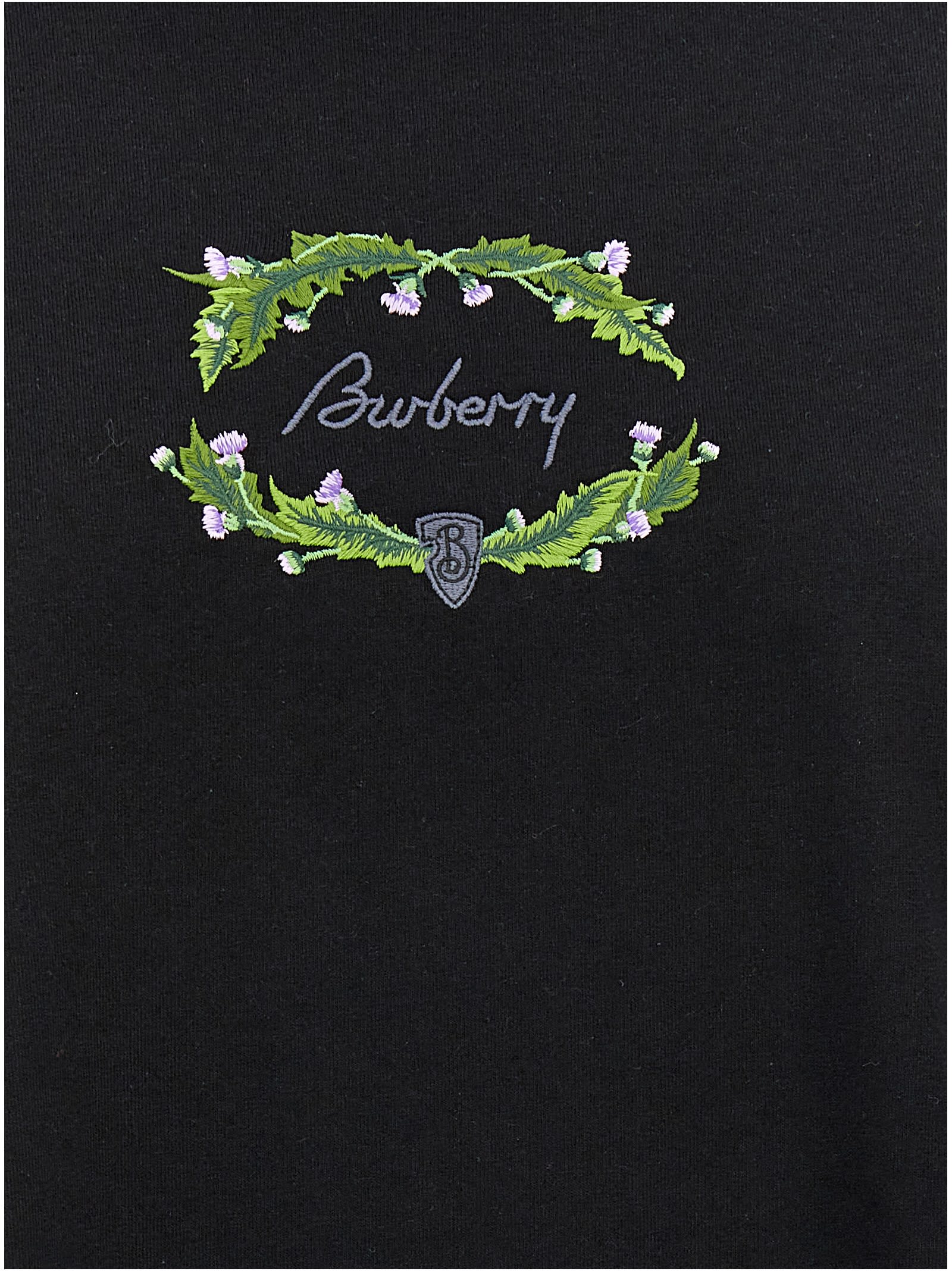 Shop Burberry Logo Embroidery T-shirt In Black