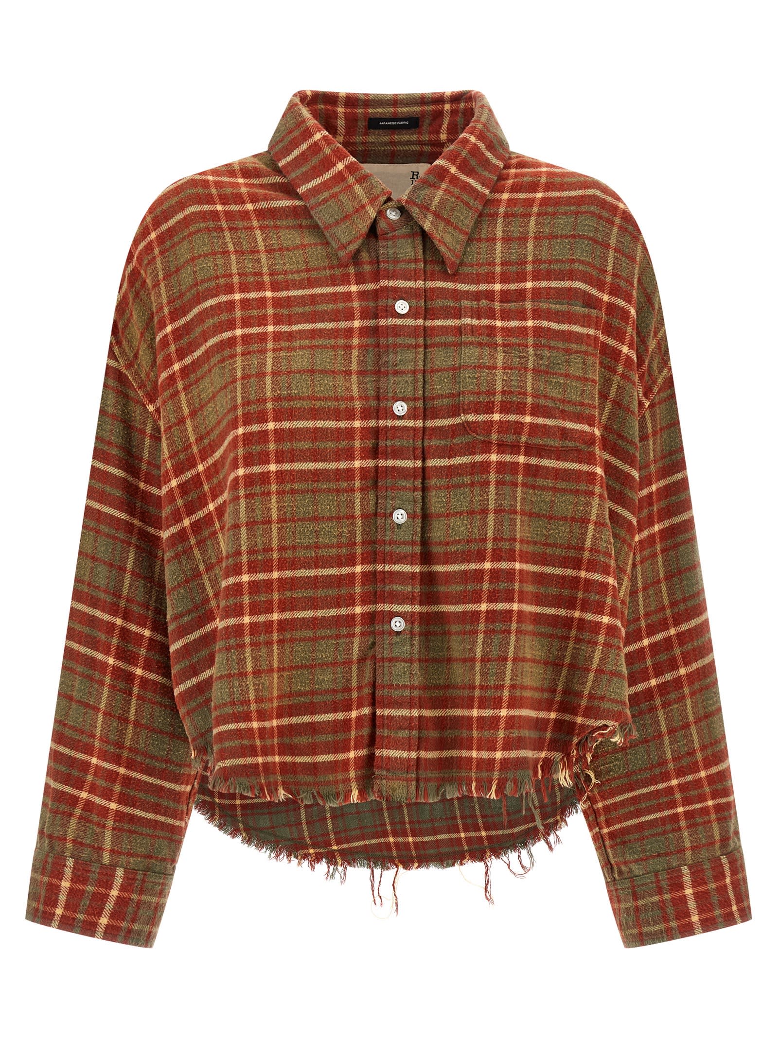 R13 Plaid Shirt With Frayed Hem In Multi