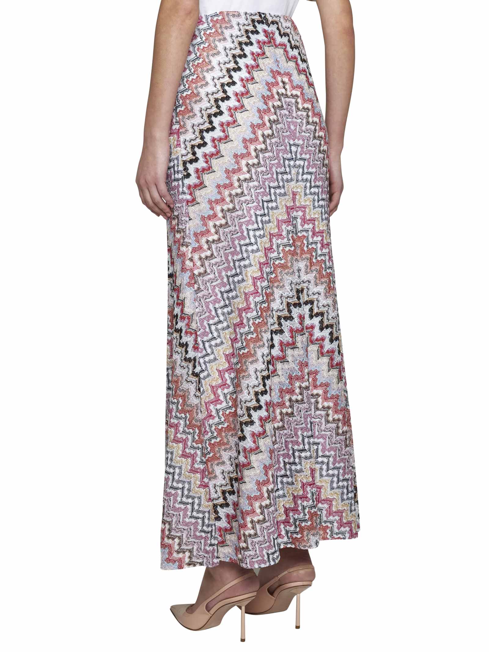 Shop Missoni Skirt In Pink Wht Tone Multic