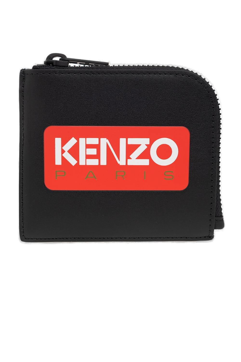 Kenzo Logo-printed Zipped Wallet In Black