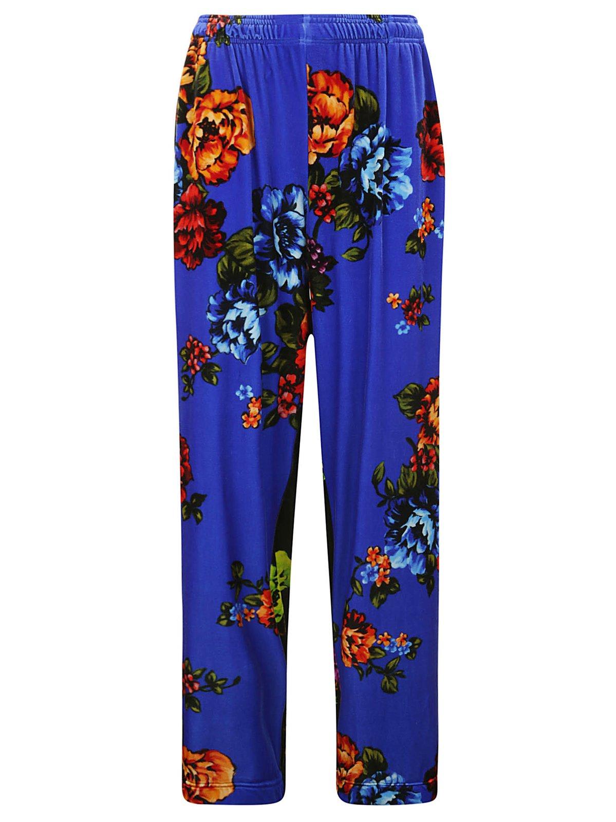 Shop Vetements Floral Print Panelled Pants In Blue/black