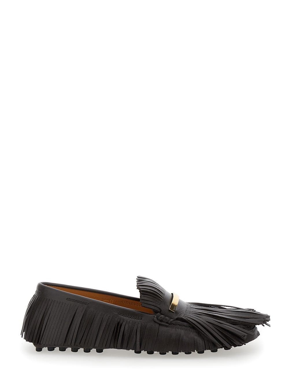 Shop Tod's Yorky Brown Loafers With Fringes In Leather Woman