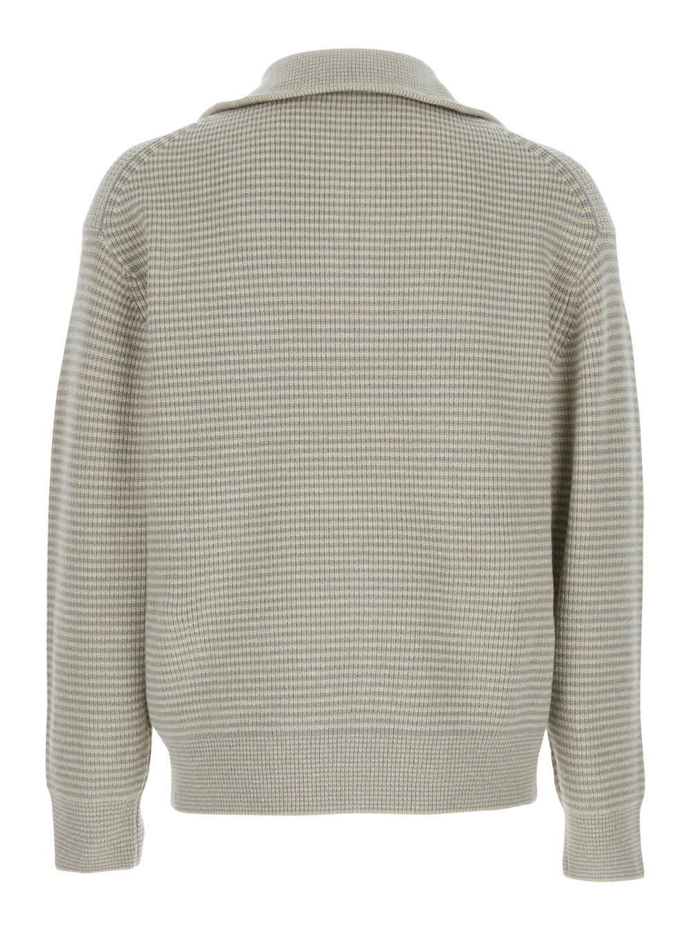 Jw Anderson Grey Sweater With Half Zip Closure On The Front In Cotton Piquet Man In Gray