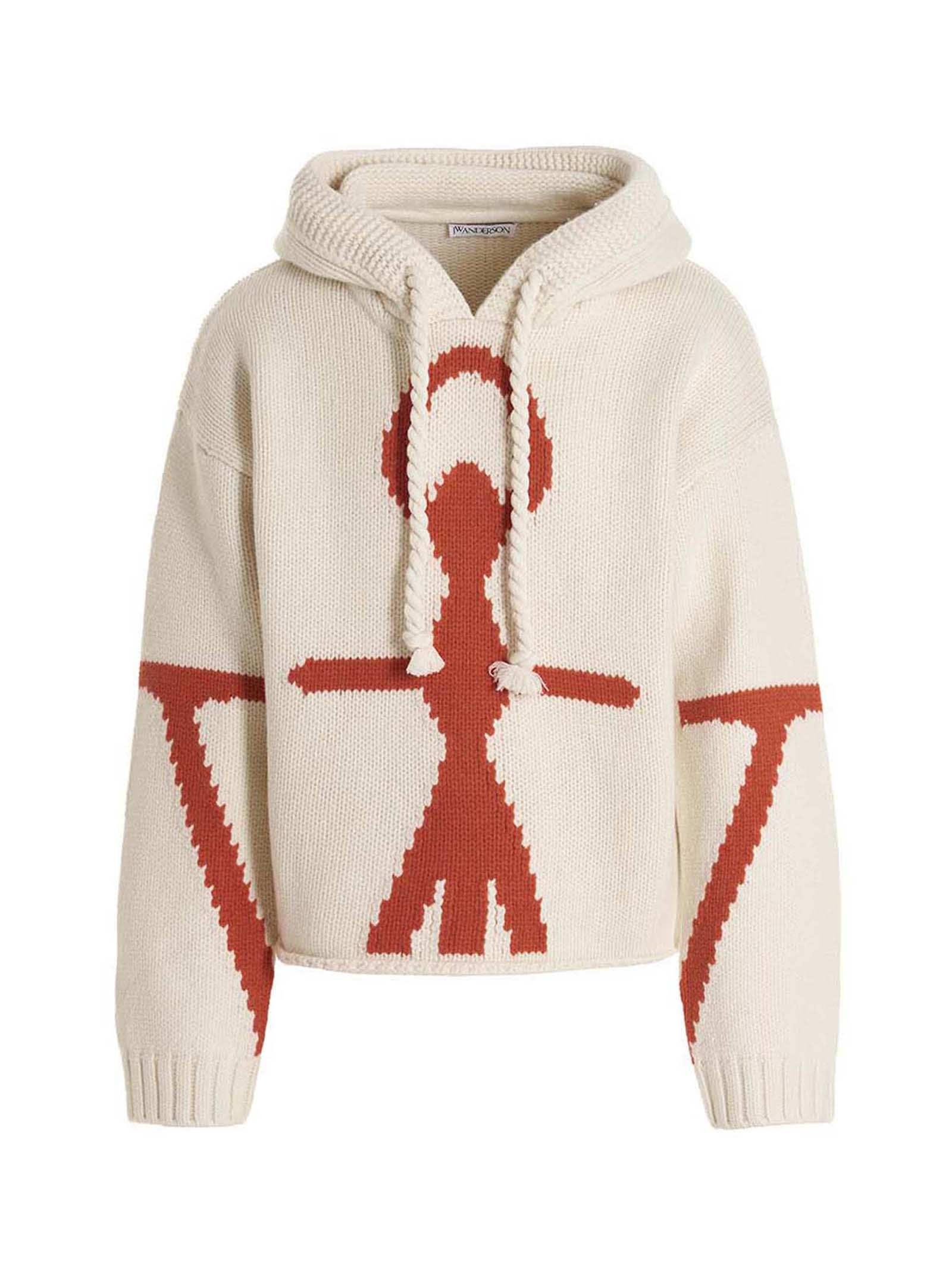Jw Anderson Anchor Logo-detail Hoodie In White