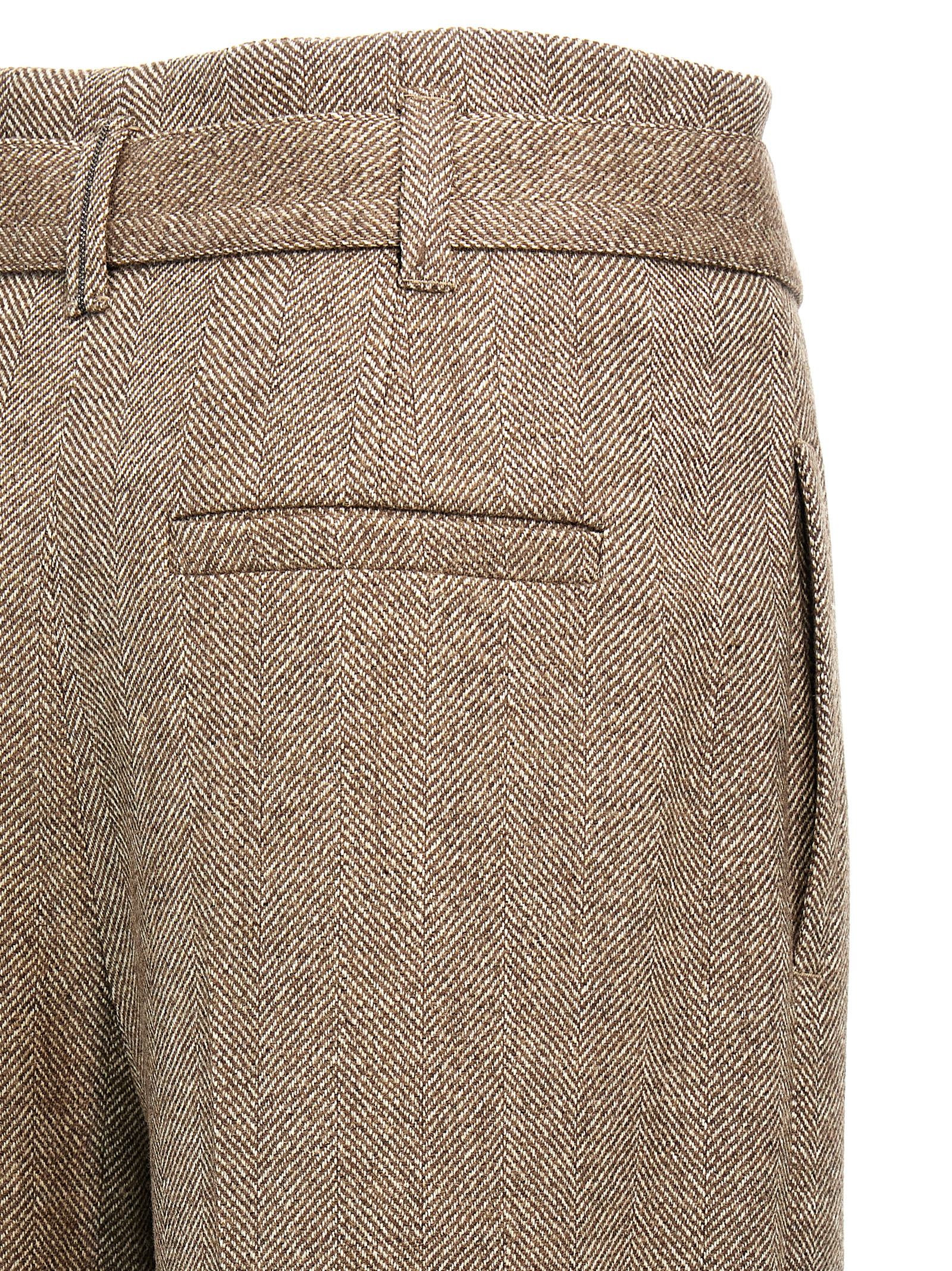 Shop Brunello Cucinelli Chevron Pants In Brown