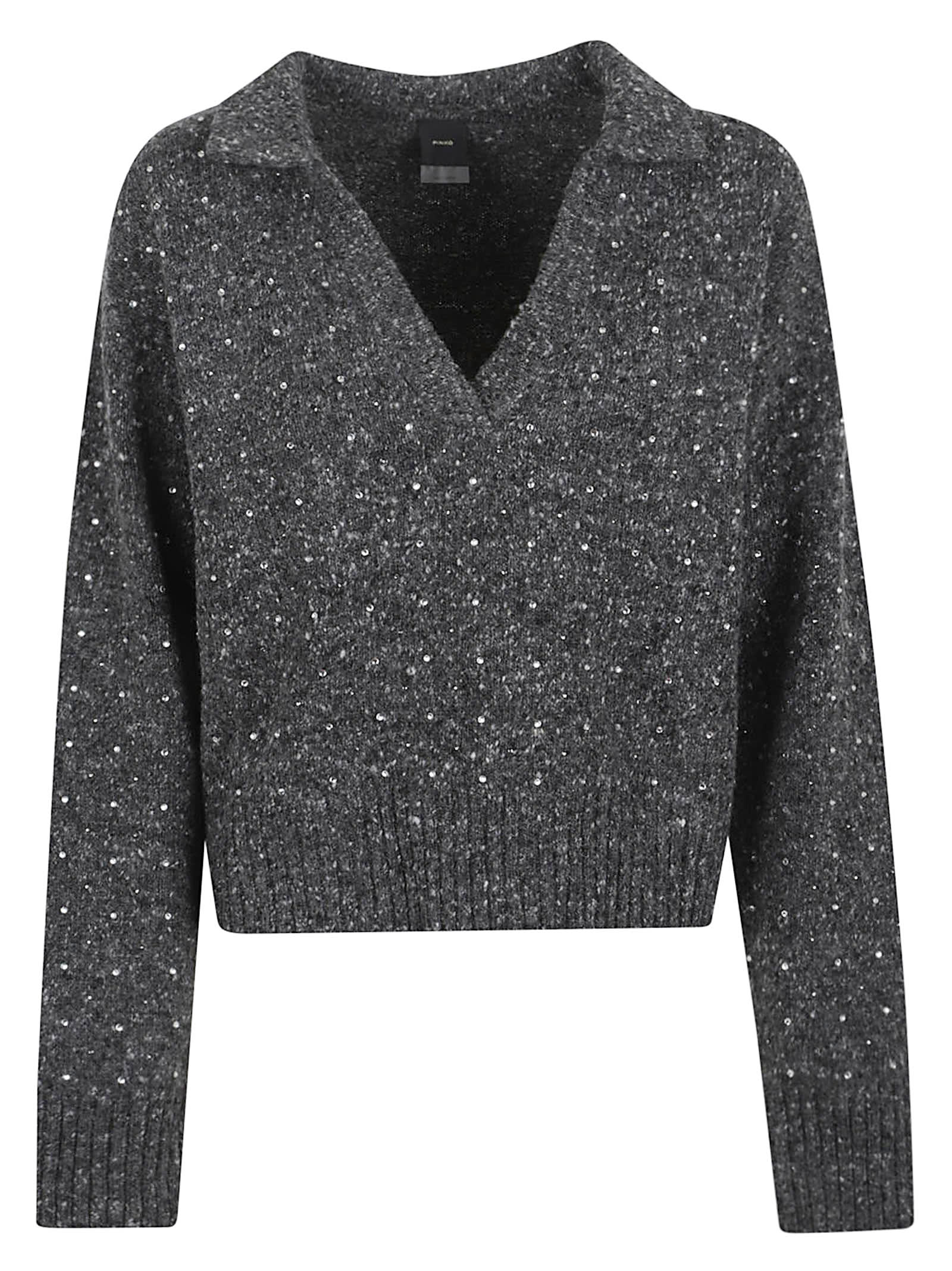 Pinko Nibani Polo Boucle Bottonato F In Gray