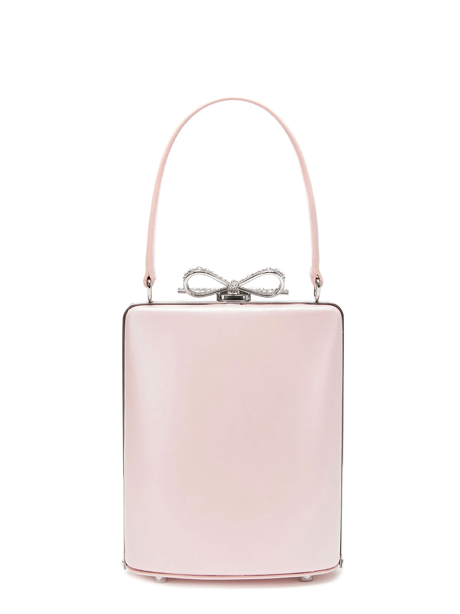 Self-portrait Bow Detail Box Shape Metal Frame Top Handle In Pink