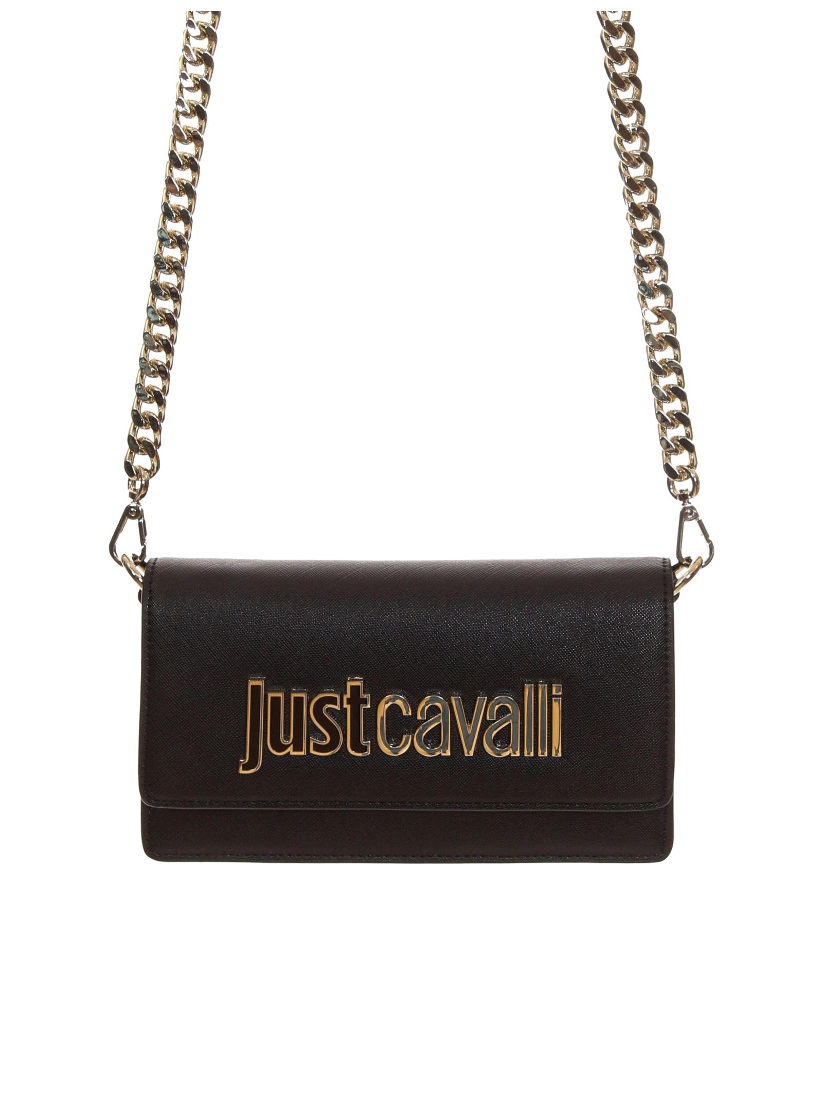 Just Cavalli Logo-lettering Clutch Bag In Black