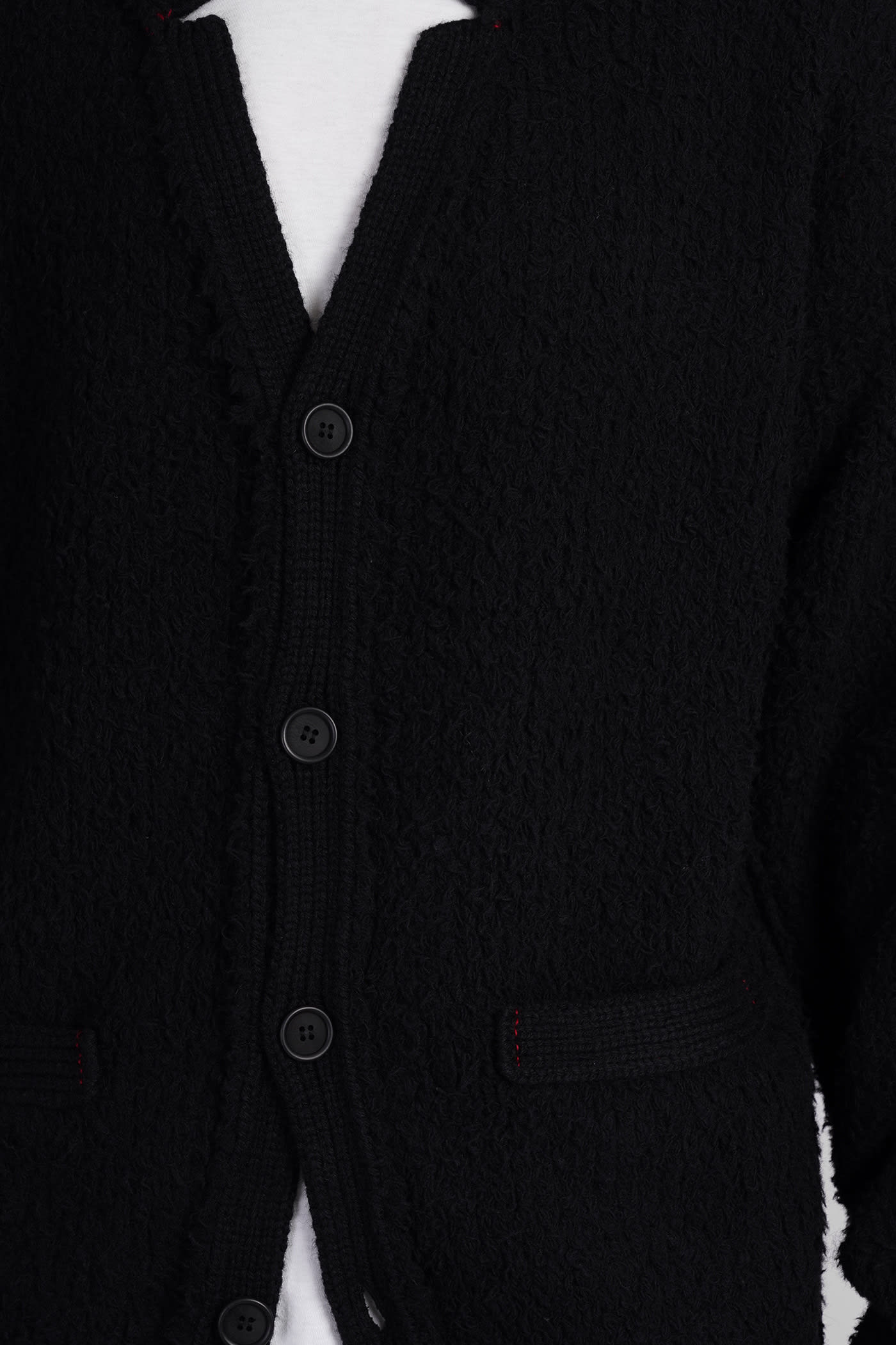 Shop Yohji Yamamoto Cardigan In Black Wool