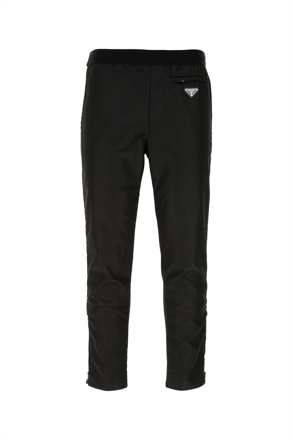 Shop Prada Black Nylon And Wool Pant In F0002