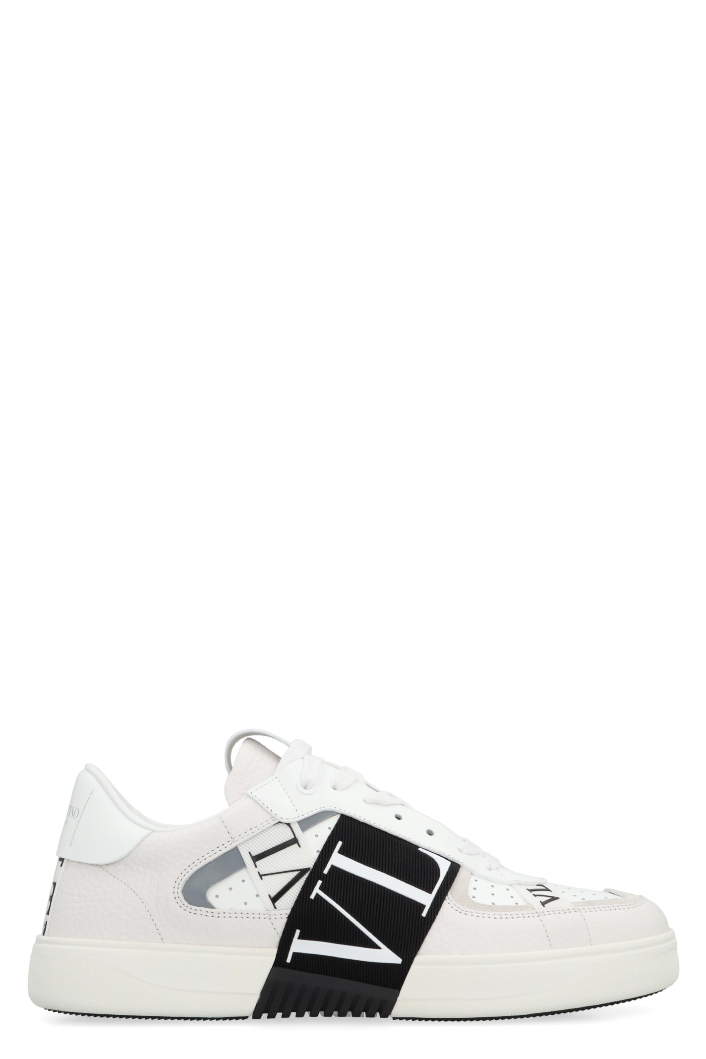 Shop Valentino Garavani - Vl7n Leather And Fabric Low-top Sneakers In White