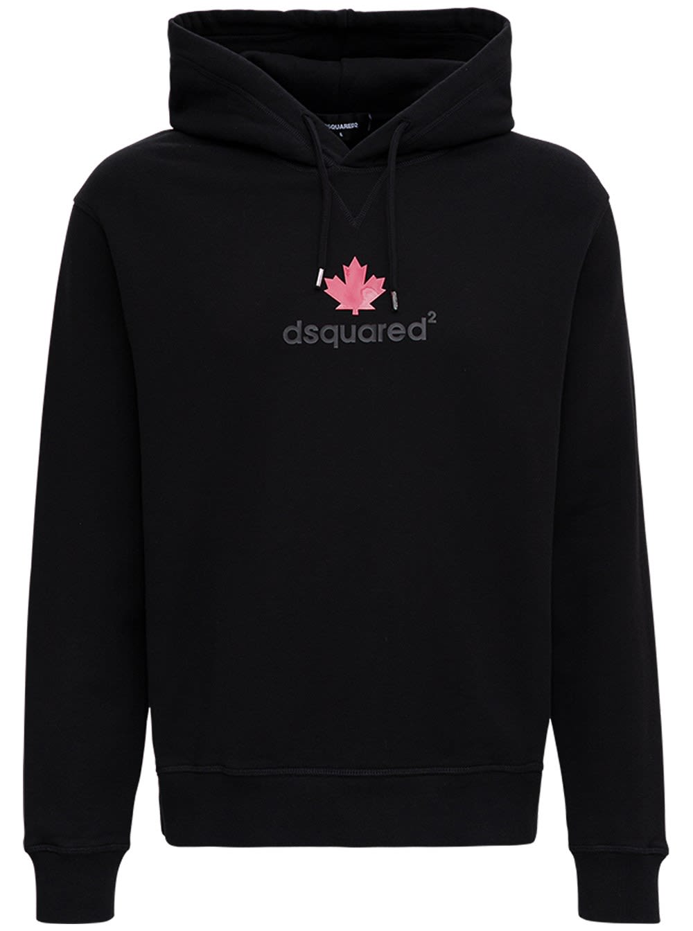 Dsquared2 Black Cotton Hoodie With Logo Print