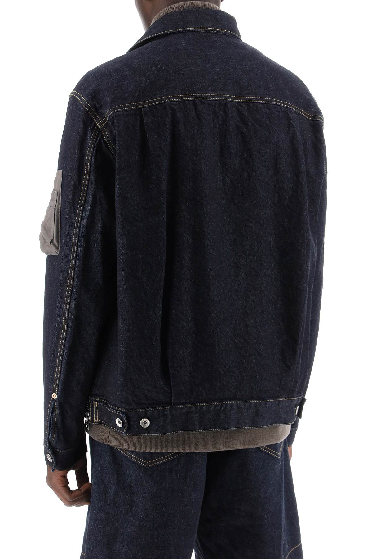 Shop Sacai Denim Blouson In Indigo (blue)