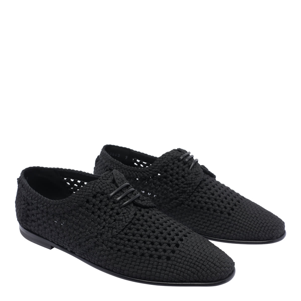 Dolce & Gabbana Black Woven Fabric Derby