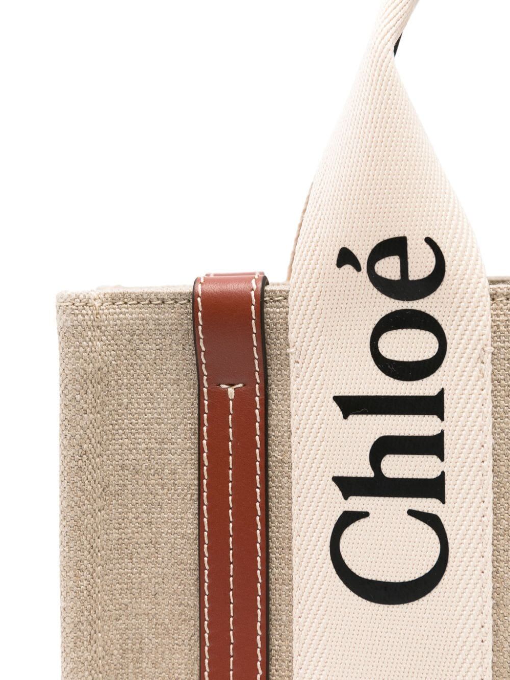 Shop Chloé Woody Bag In U White Brown