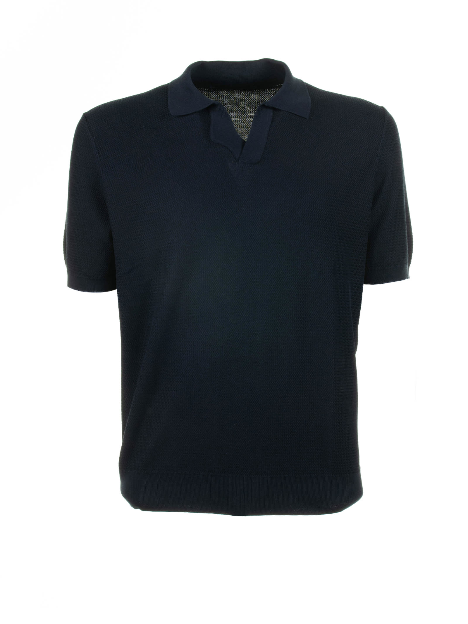 Tagliatore Navy Blue Short-sleeved Polo Shirt In Bianco