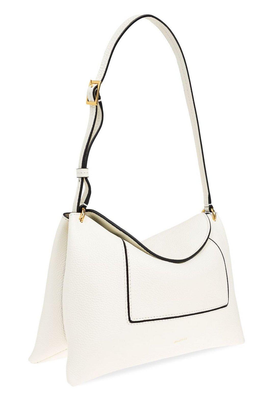 Shop Wandler Penelope Logo Printed Shoulder Bag In Bianco