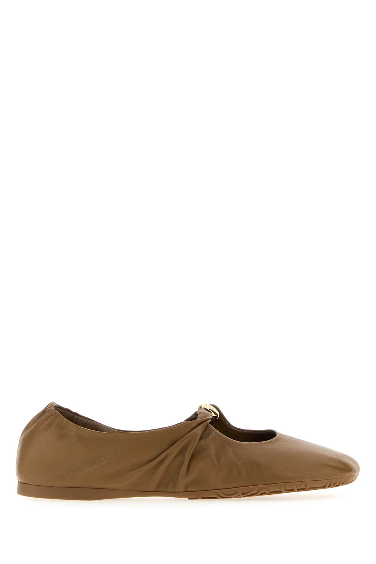 Loewe Camel Nappa Leather Pebble Ballerinas In Brown