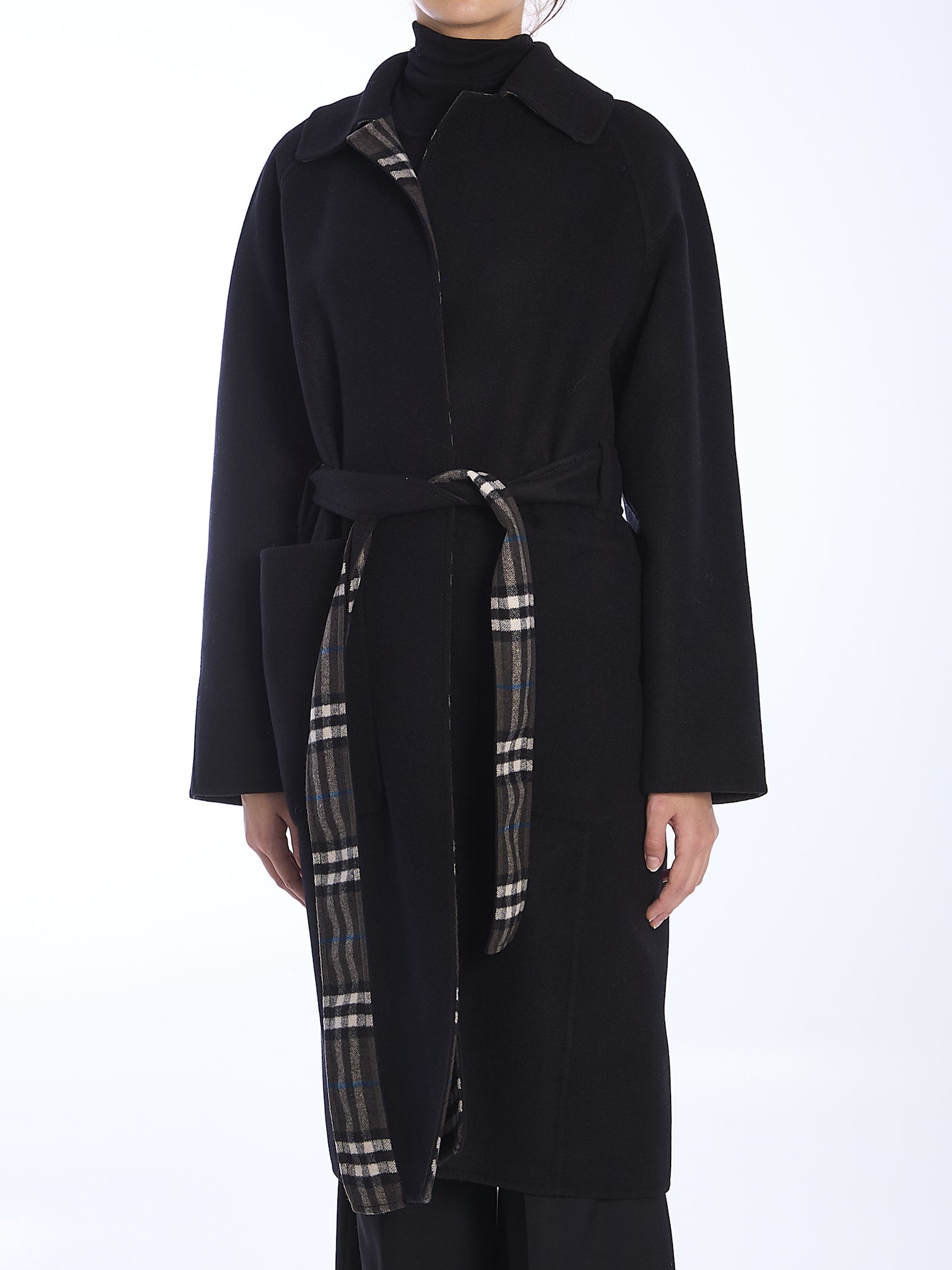 Shop Burberry Reversible Wool Coat In Black