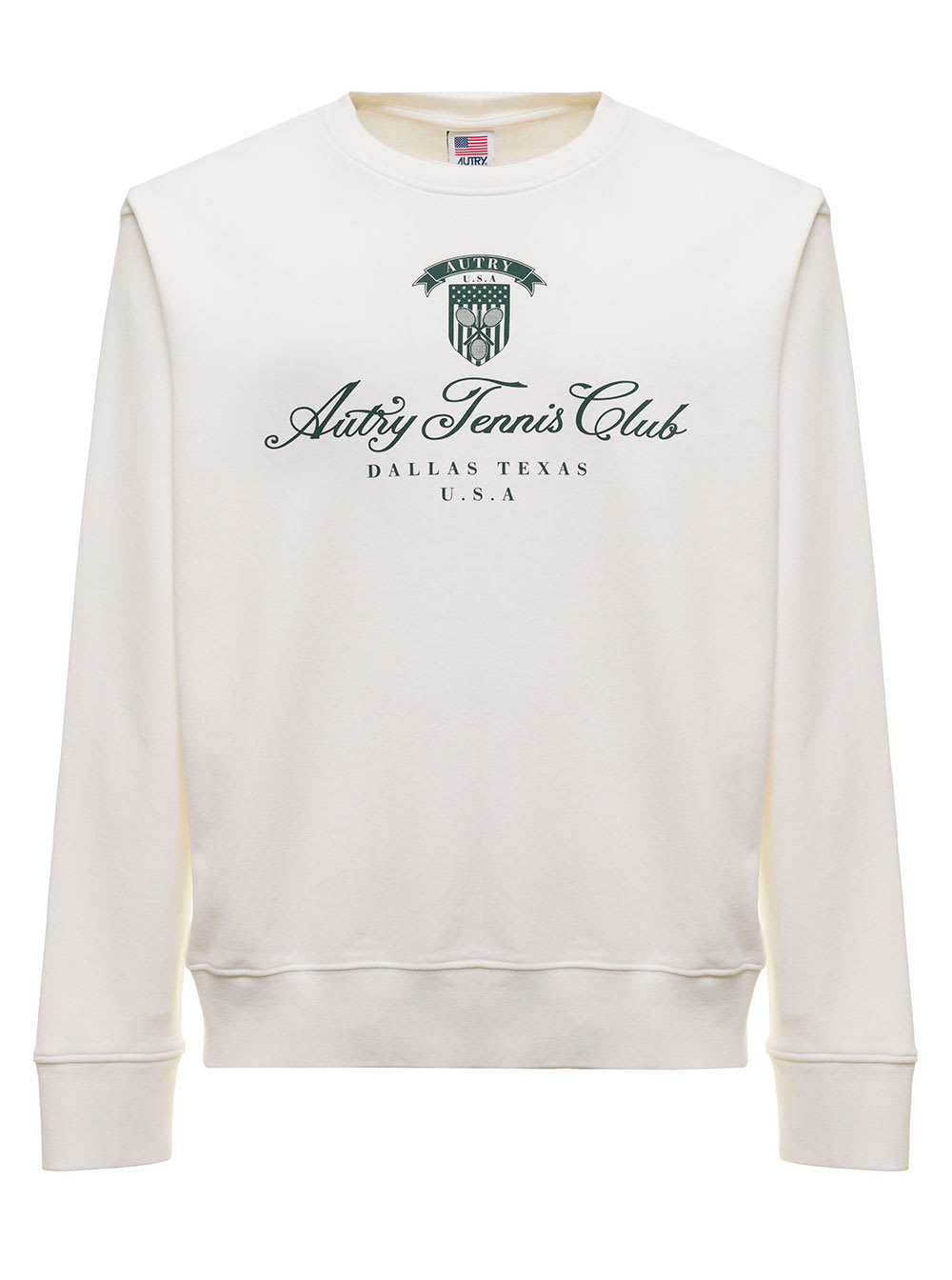 Autry Mans White Cotton Sweatshirt With Tennis Club Print