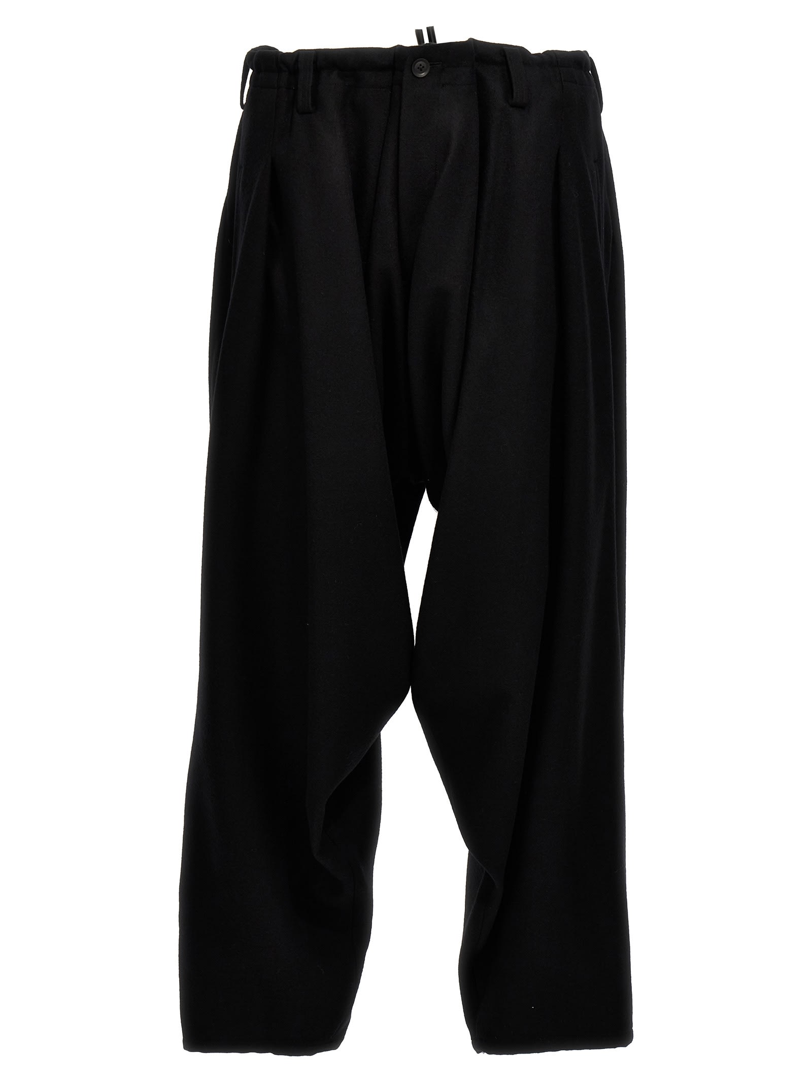 Shop Yohji Yamamoto Low Crotch Pants In Black