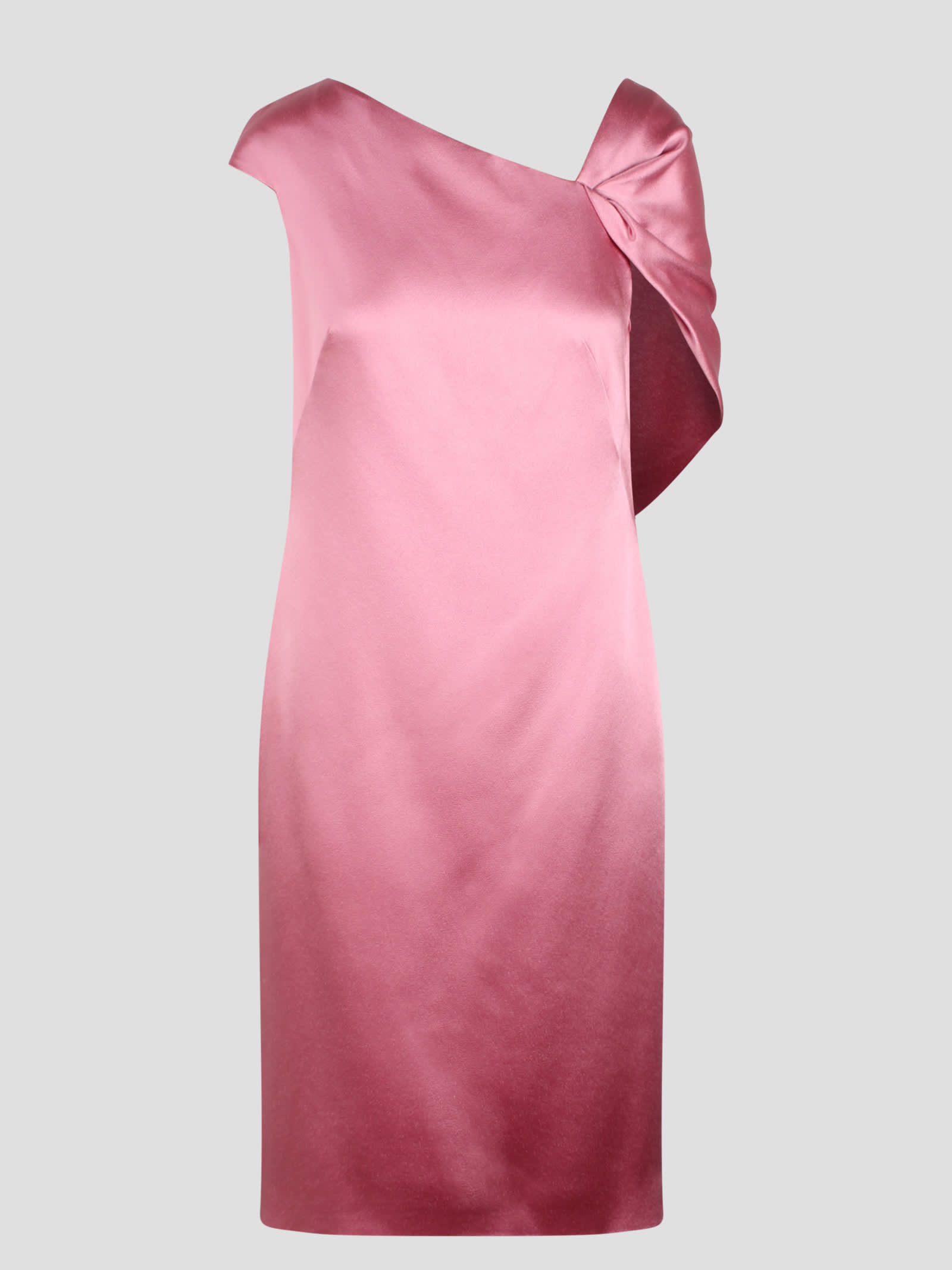 Shop Givenchy Asymmetric Draped Midi Dress In Pink & Purple