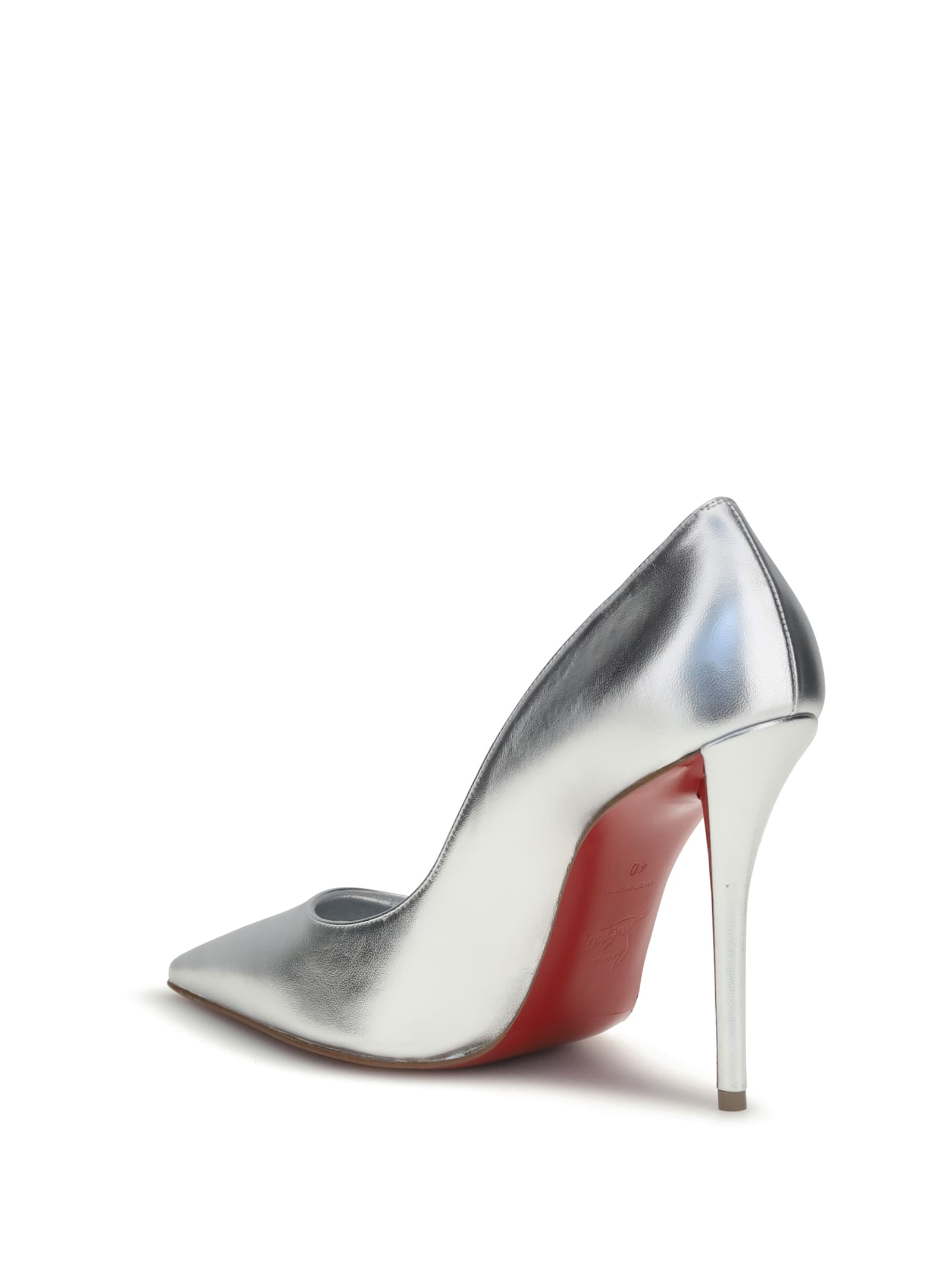 Christian Louboutin Miss Z 100 Laminated Leather Pumps In Silver
