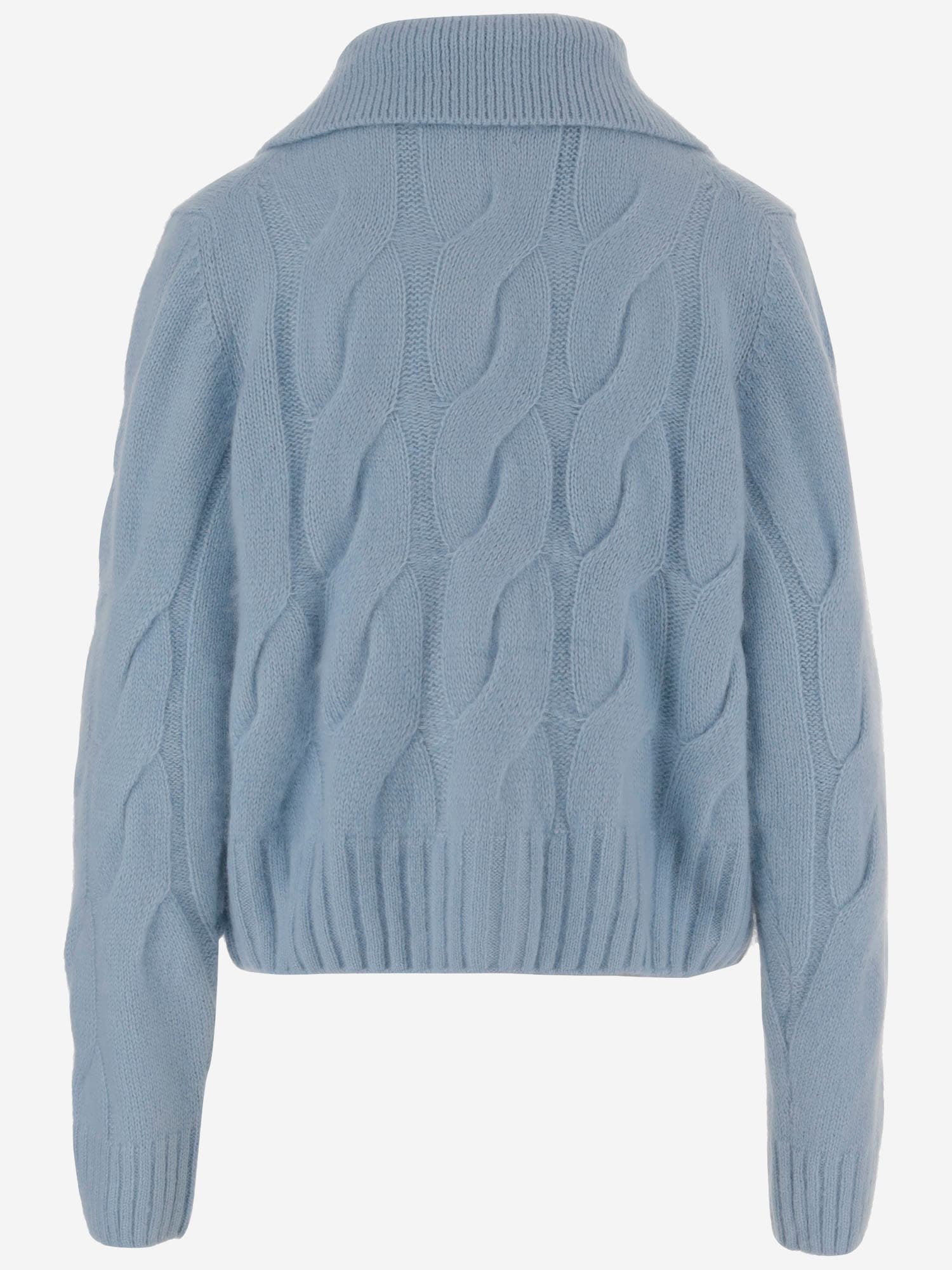 Allude Cashmere And Silk Cardigan With Braided Pattern In Blue