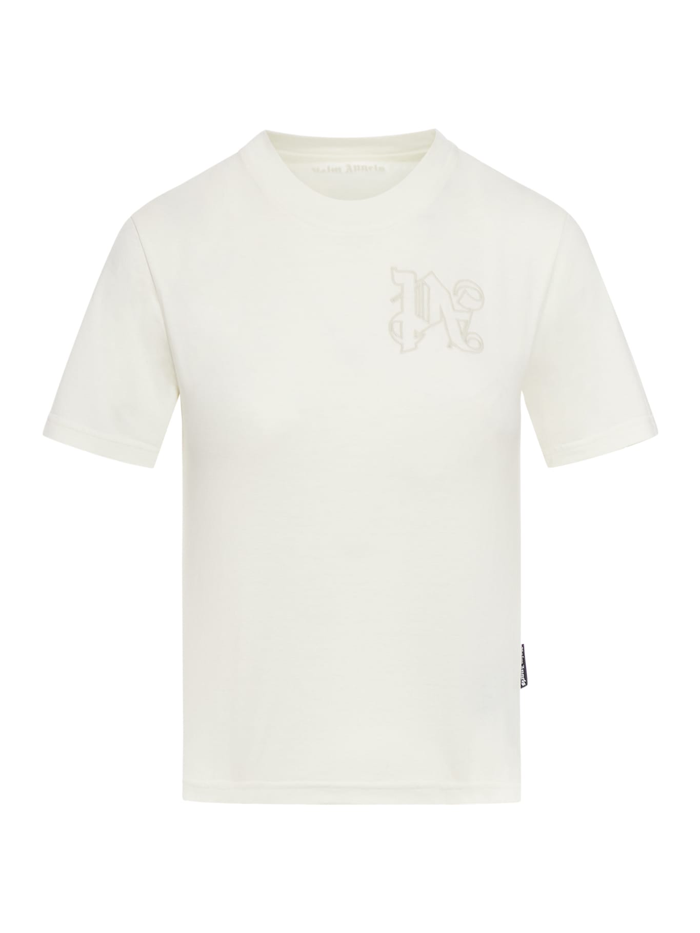 PALM ANGELS WHITE T-SHIRT WITH MONOGRAM