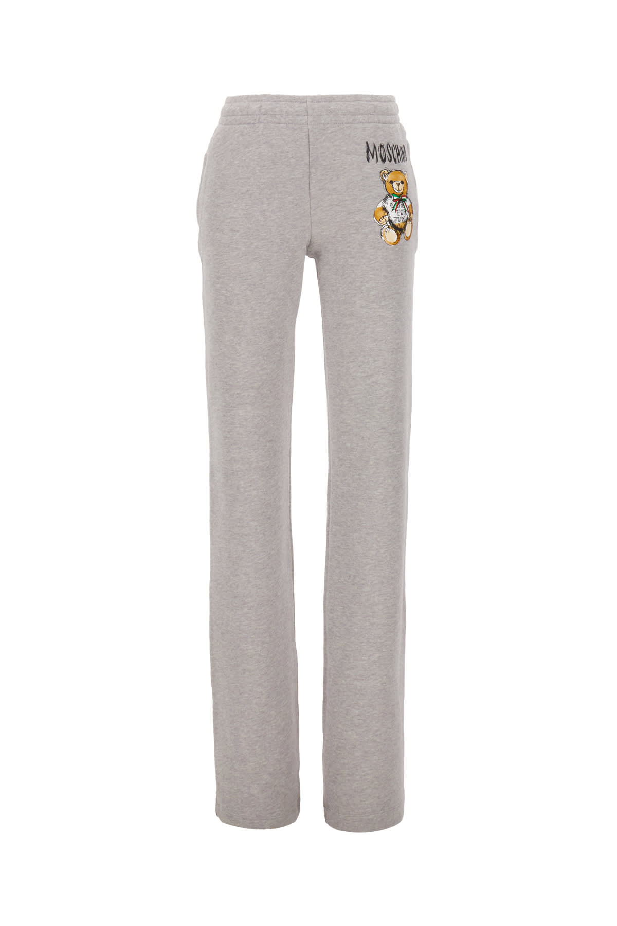 Moschino Melange Grey Cotton Joggers In Grigio