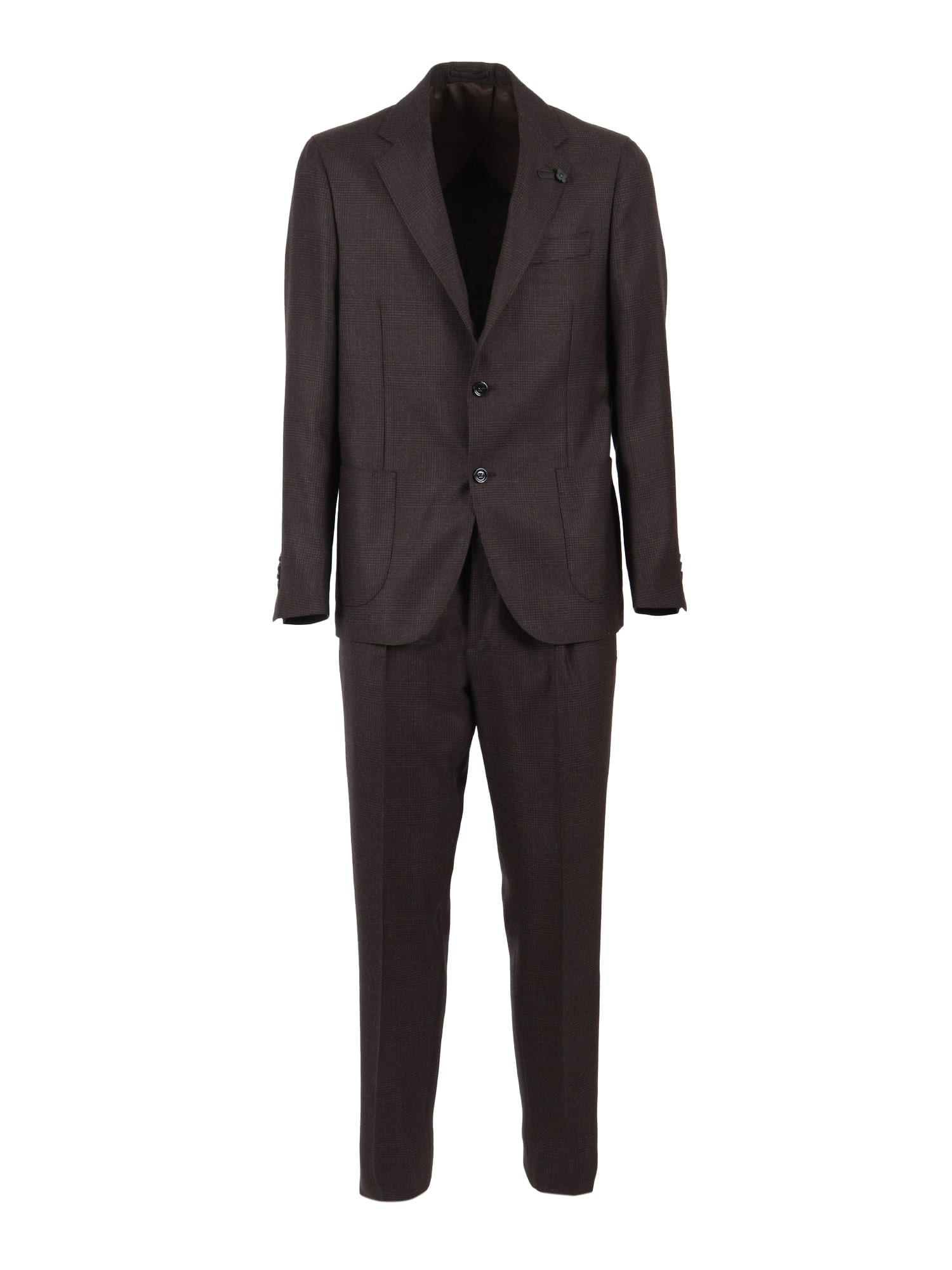 Lardini Tailored Brown Checkered Two-piece Suit In Brown