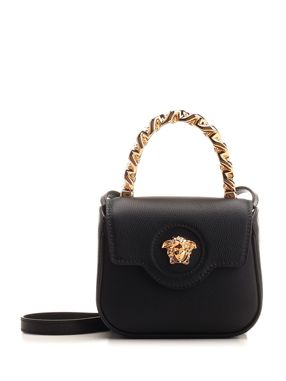 Shop Versace Medusa Top Handle Mini Bag In Black