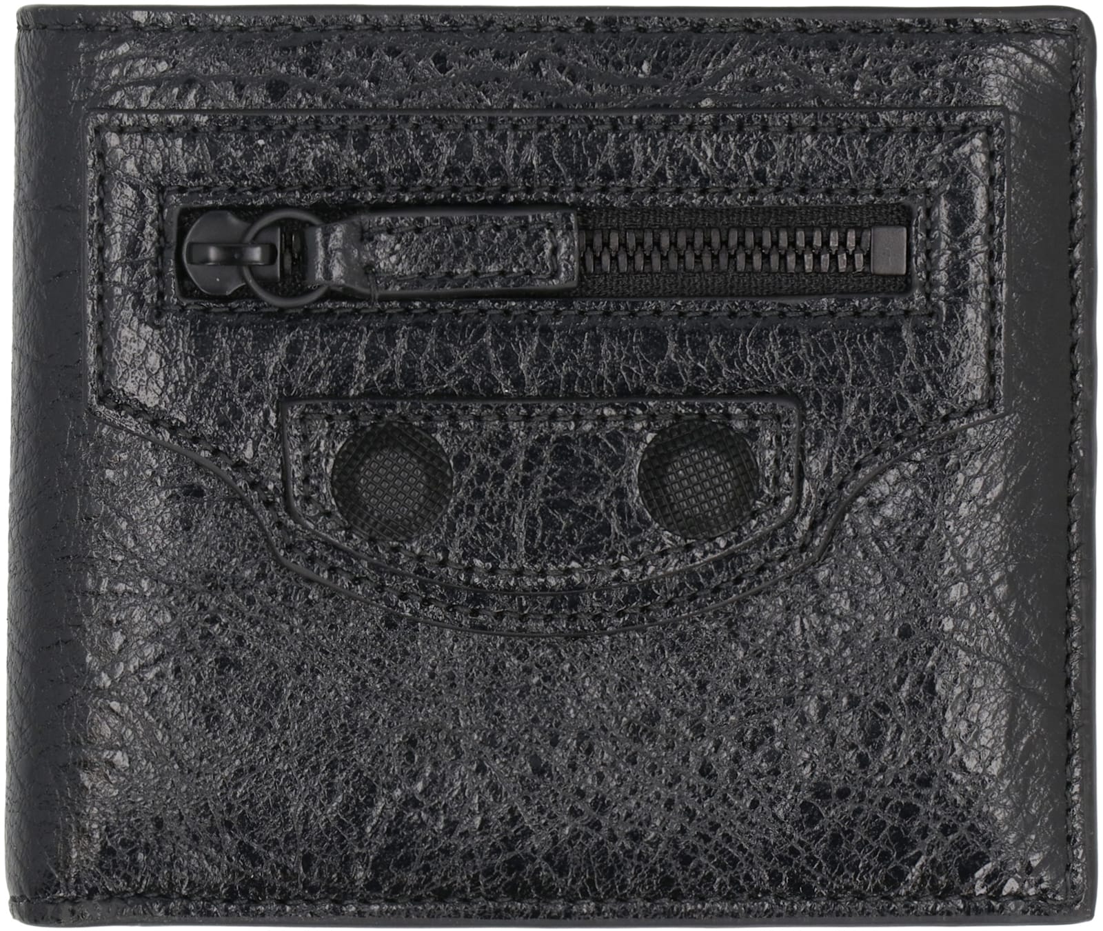 Shop Balenciaga Le Cagole Leather Flap-over Wallet In Black