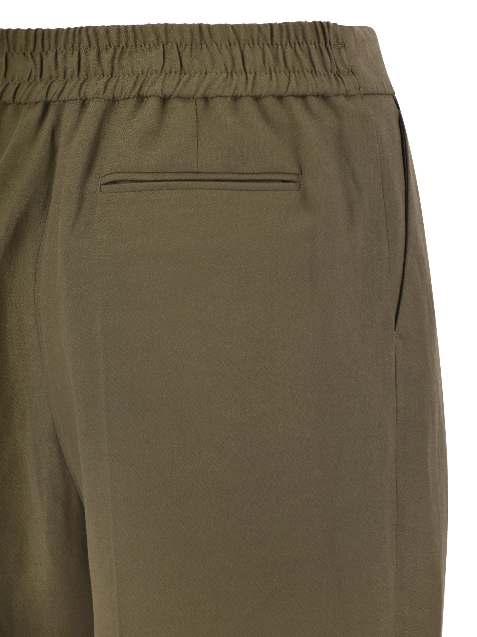 Shop Pt01 Daisy - Viscose And Linen Trousers In Khaki