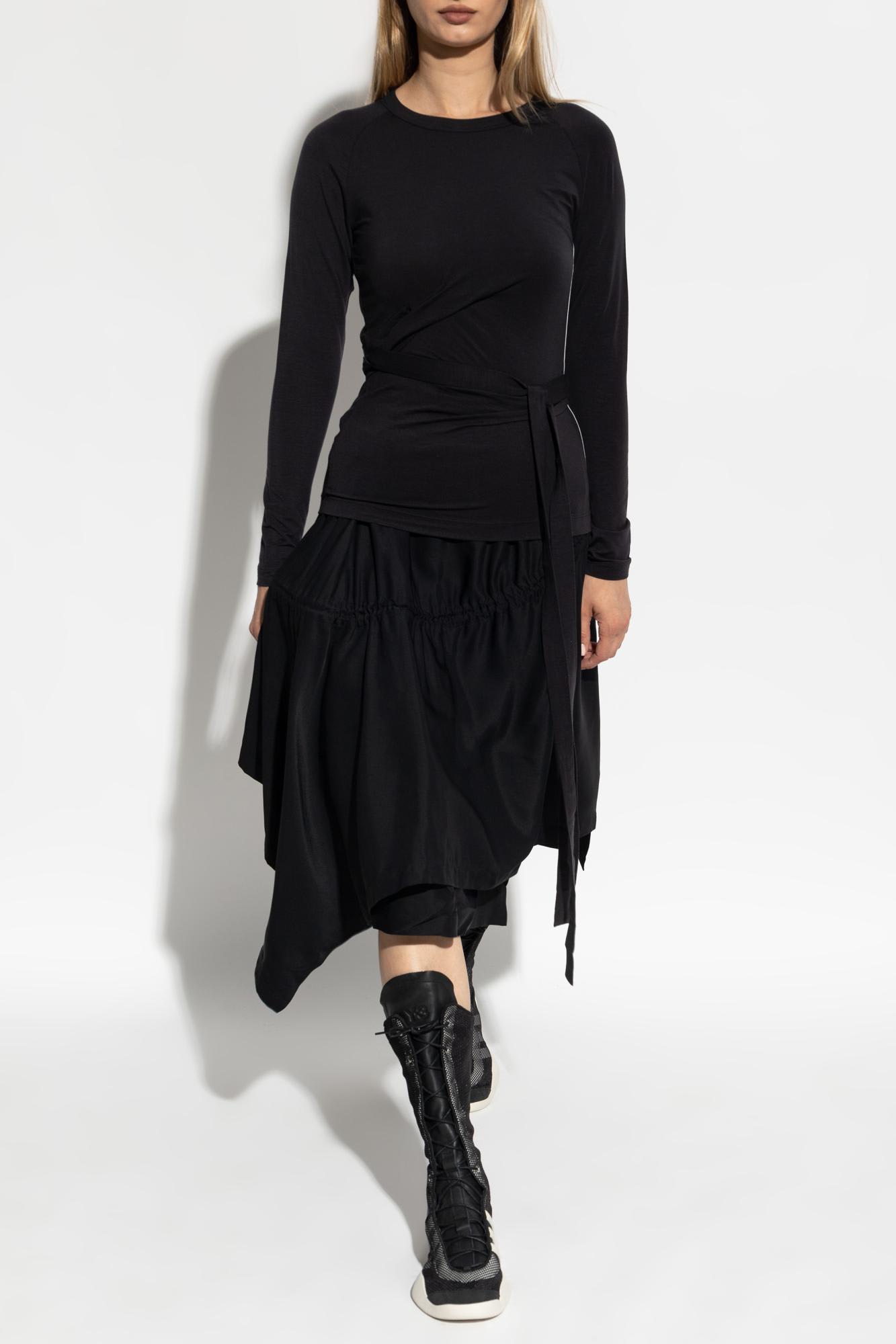 Y-3 Asymmetrical Midi Skirt In Twill In Black