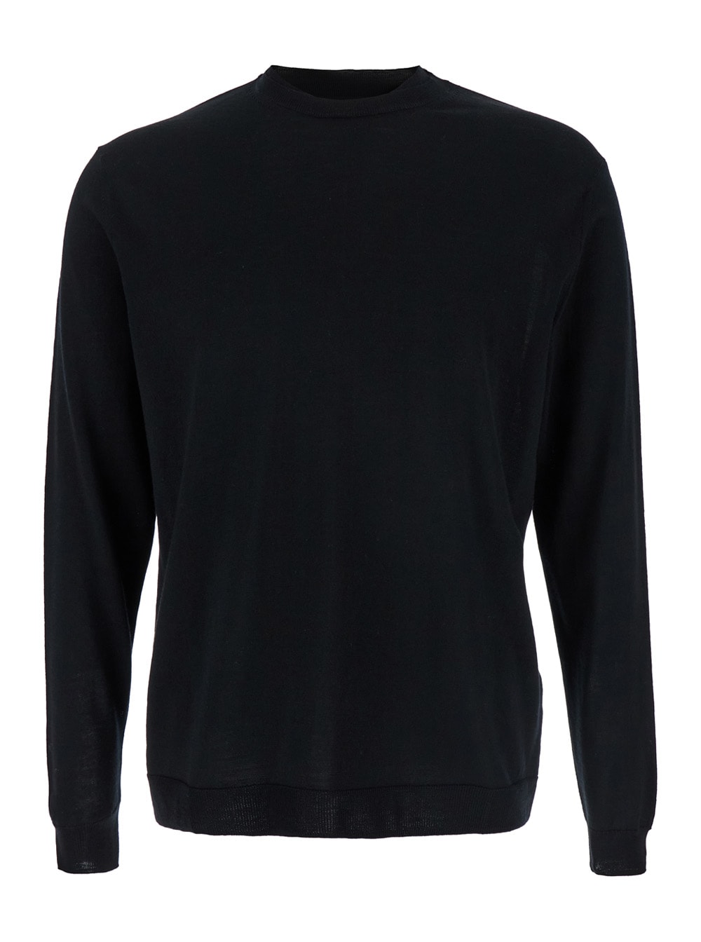 Black Crew Neck Pullover In Virgin Wool Man